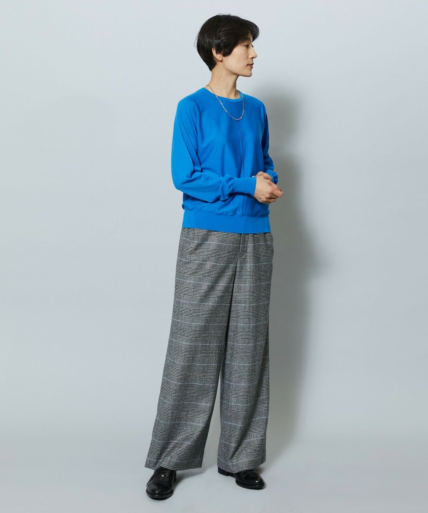 【MOGA】ウールカシミヤグレンチェックワイドパンツ 詳細画像 チェック 18