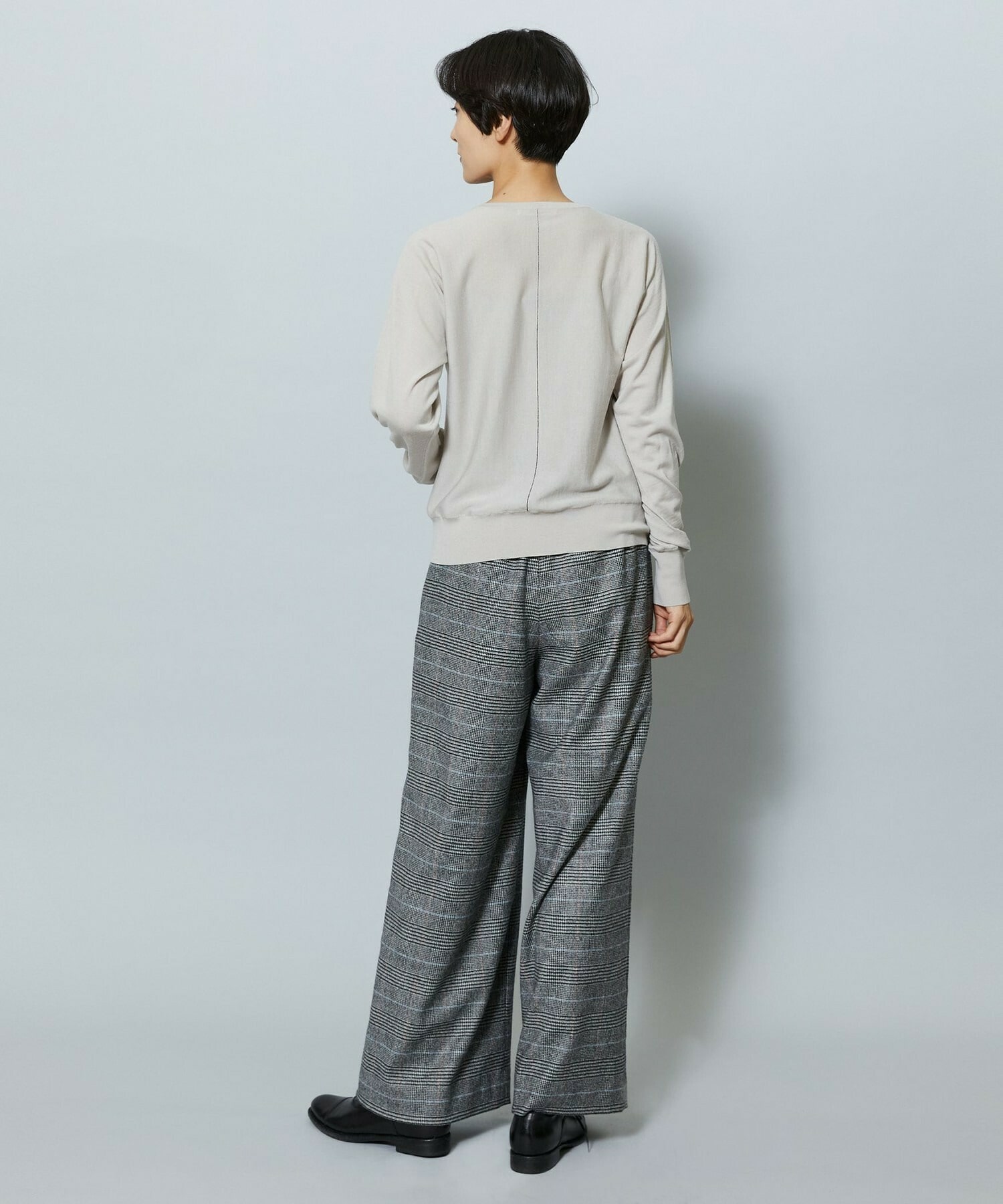 【MOGA】ウールカシミヤグレンチェックワイドパンツ 詳細画像 チェック 4