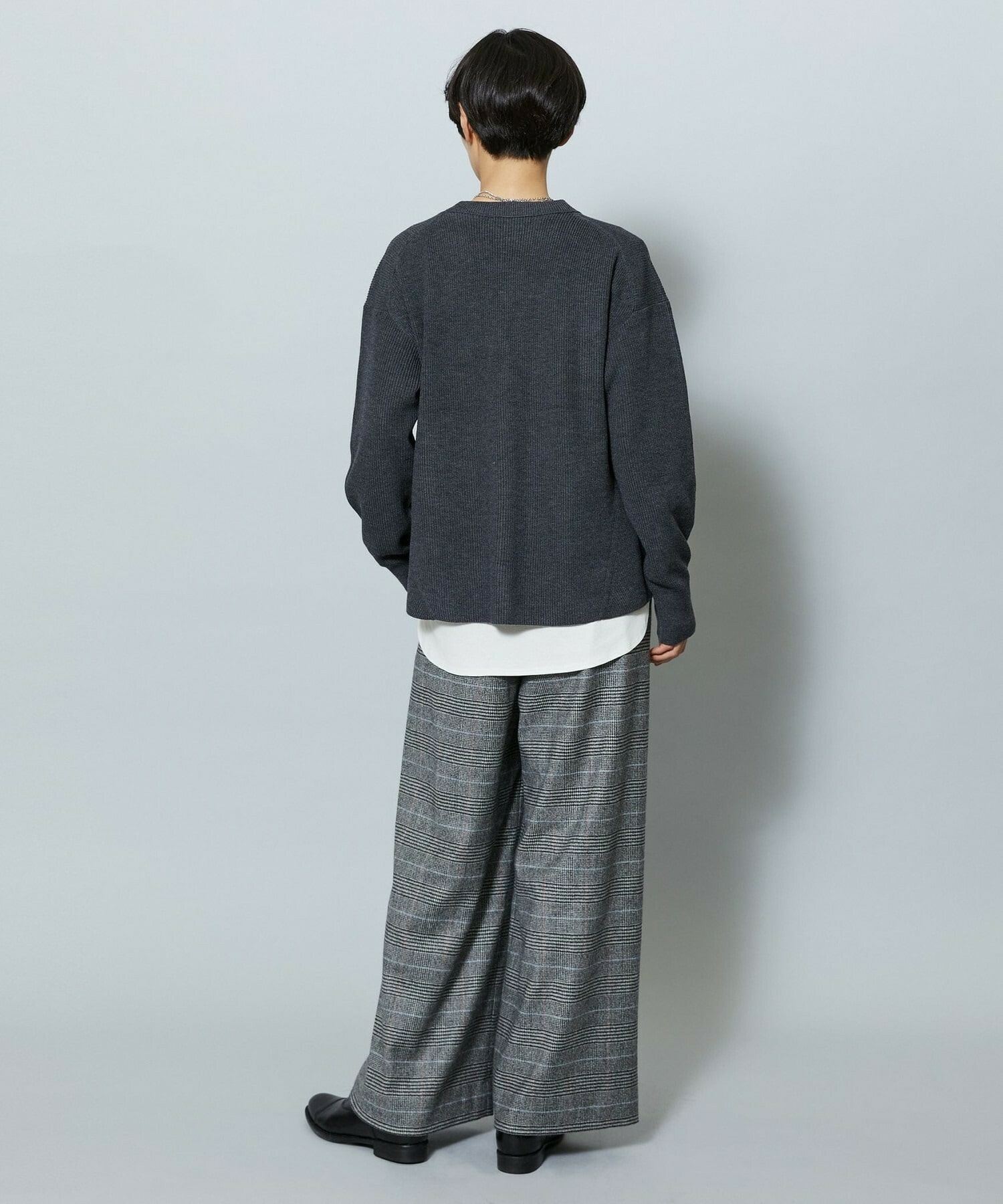 【MOGA】ウールカシミヤグレンチェックワイドパンツ 詳細画像 チェック 9