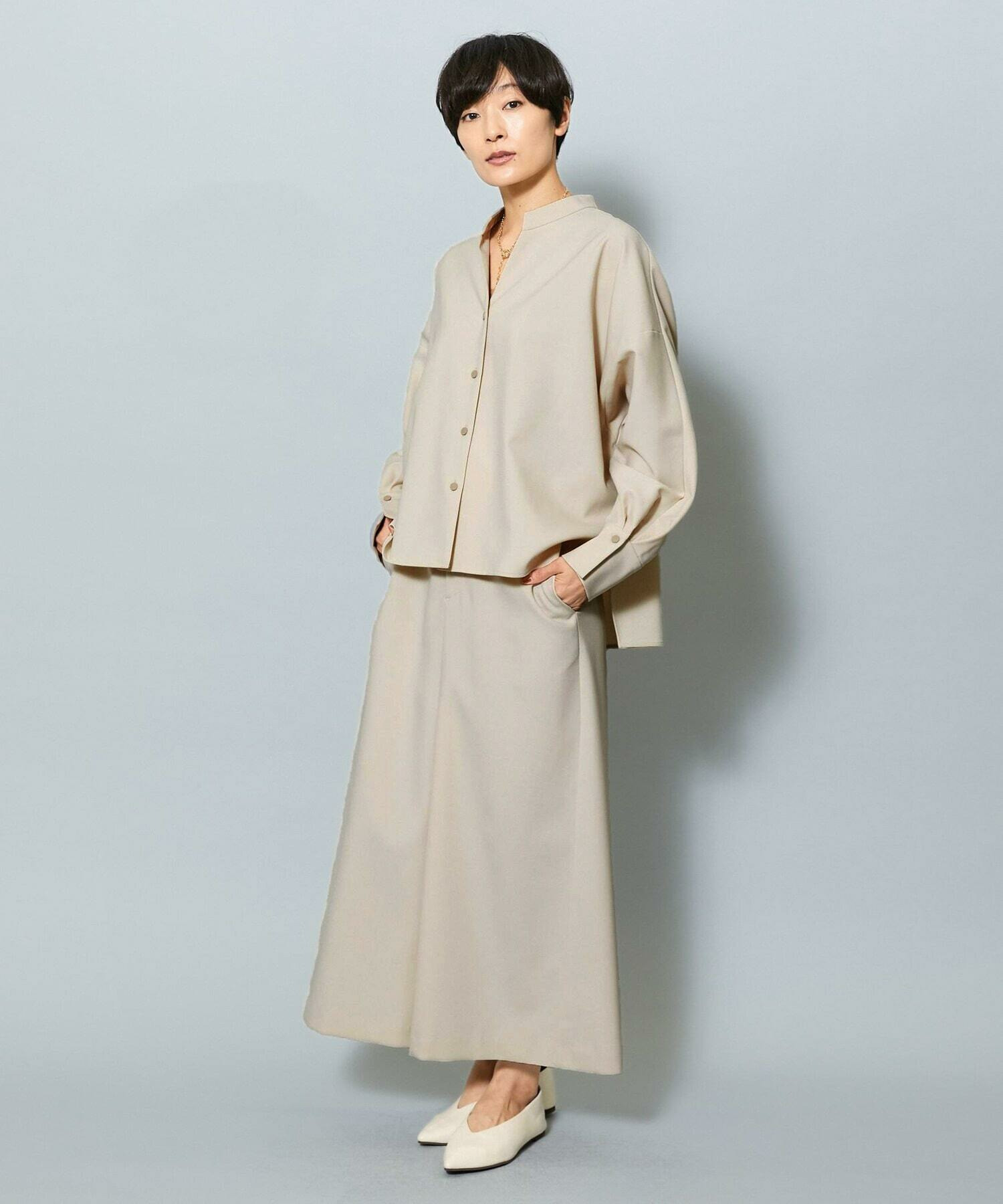 【MOGA】ライトパウダリーツイルマーメイドスカート 詳細画像 ネイビー 1