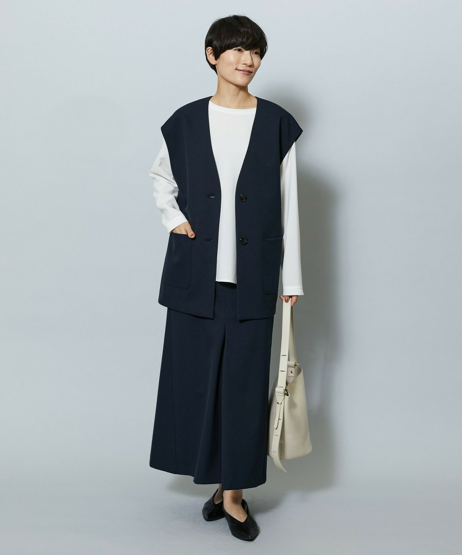 【MOGA】ライトパウダリーツイルマーメイドスカート 詳細画像 ネイビー 18