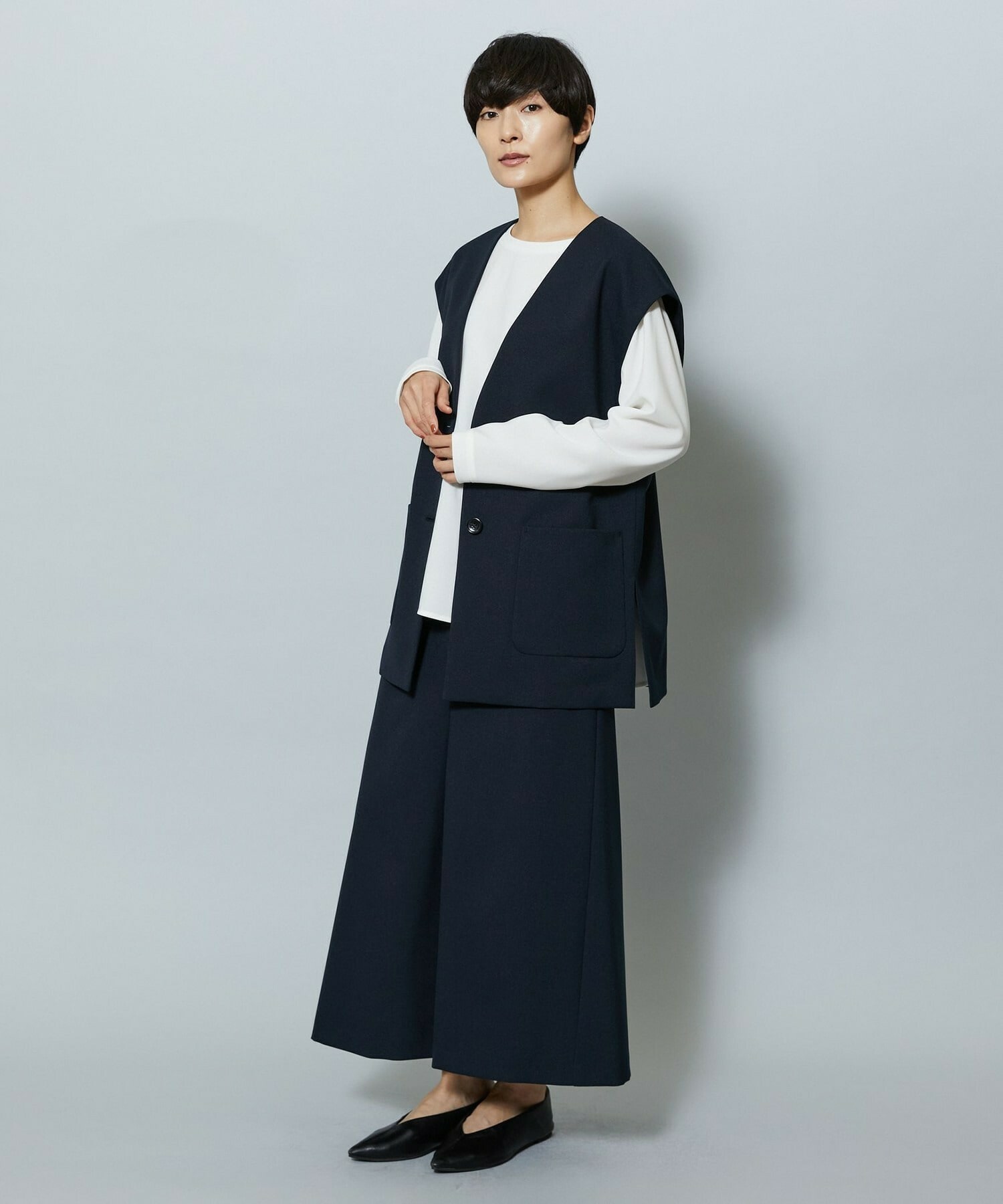 【MOGA】ライトパウダリーツイルマーメイドスカート 詳細画像 ネイビー 19