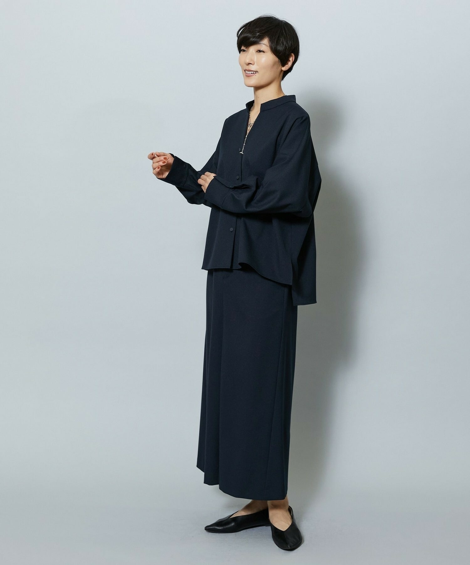 【MOGA】ライトパウダリーツイルマーメイドスカート 詳細画像 ネイビー 23