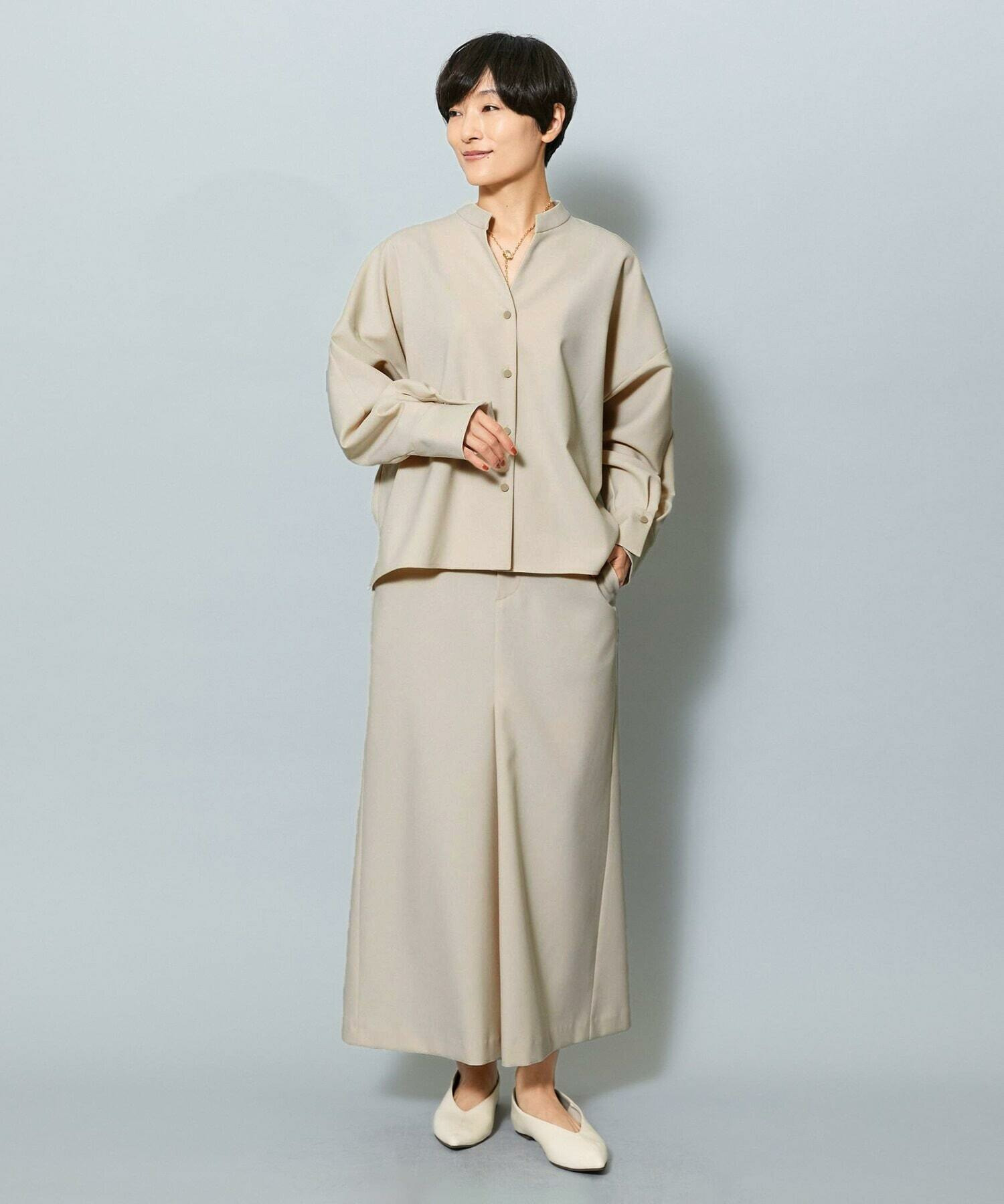 【MOGA】ライトパウダリーツイルマーメイドスカート 詳細画像 ネイビー 9