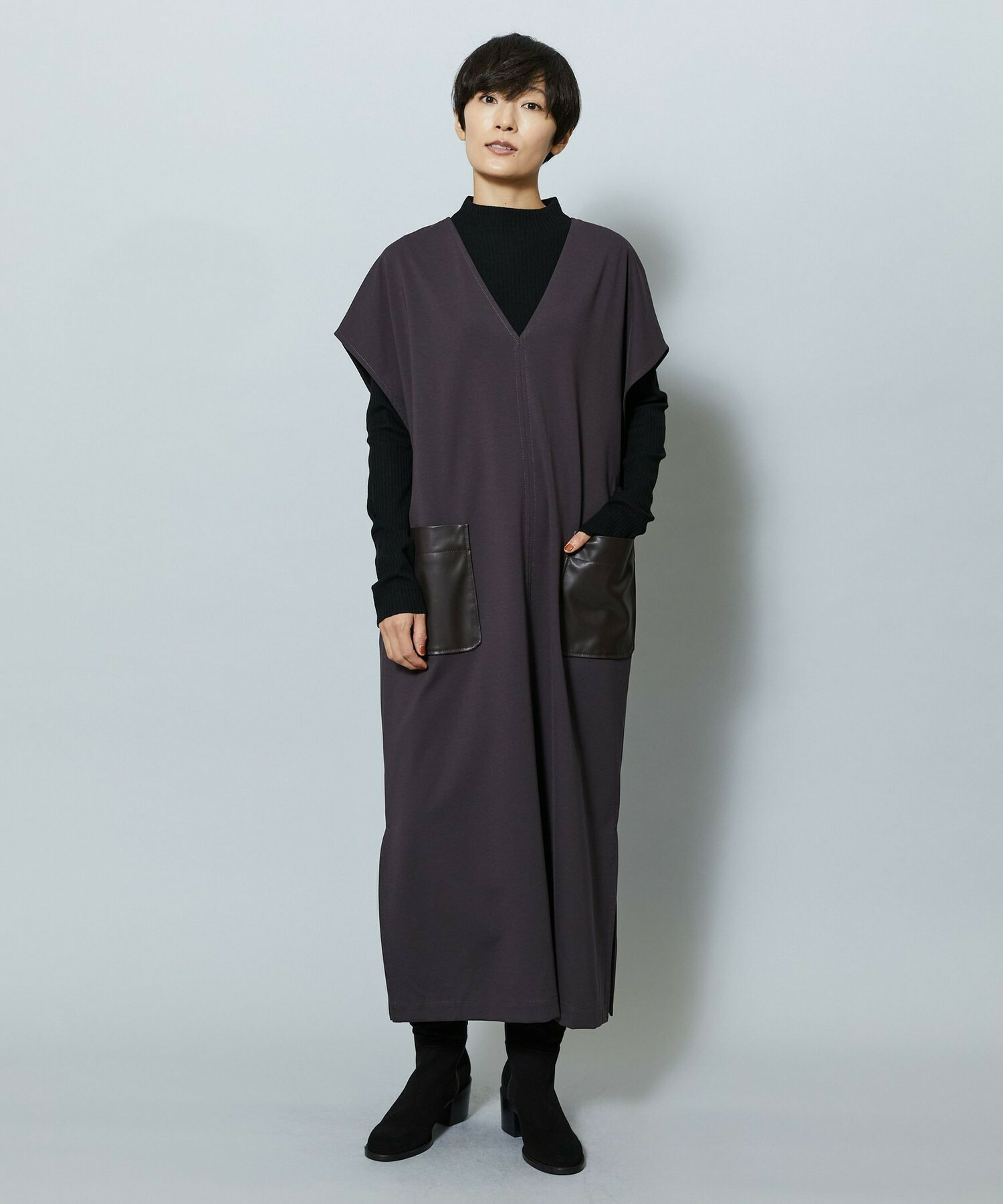 【MOGA】コットンナイロンポンチジャンパースカート 詳細画像 ダークブラウン 10