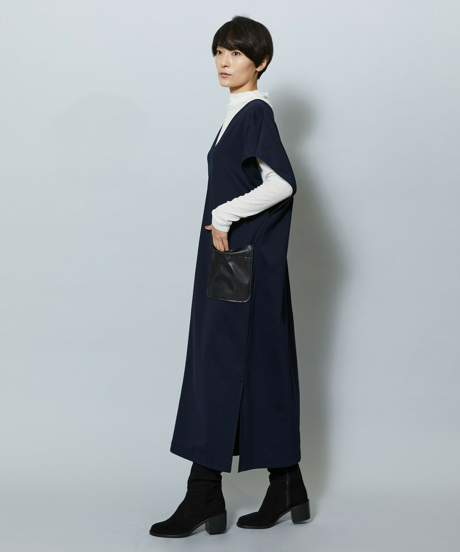 【MOGA】コットンナイロンポンチジャンパースカート 詳細画像 ダークブラウン 14