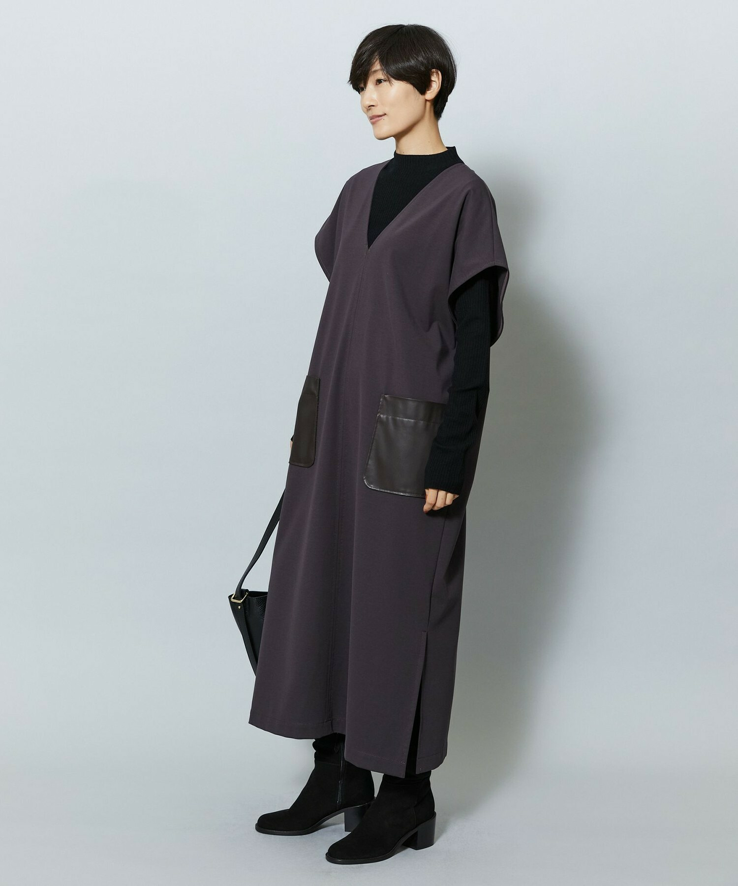 【MOGA】コットンナイロンポンチジャンパースカート 詳細画像 ダークブラウン 2