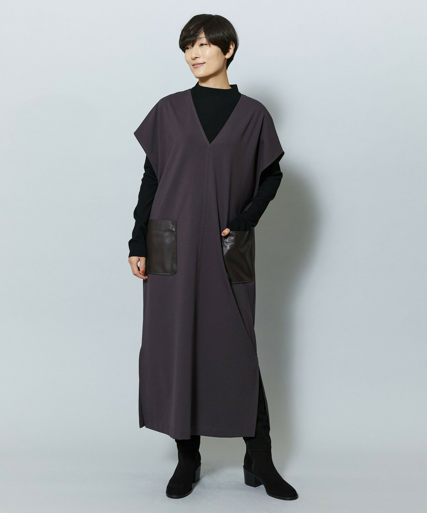 【MOGA】コットンナイロンポンチジャンパースカート 詳細画像 ダークブラウン 9