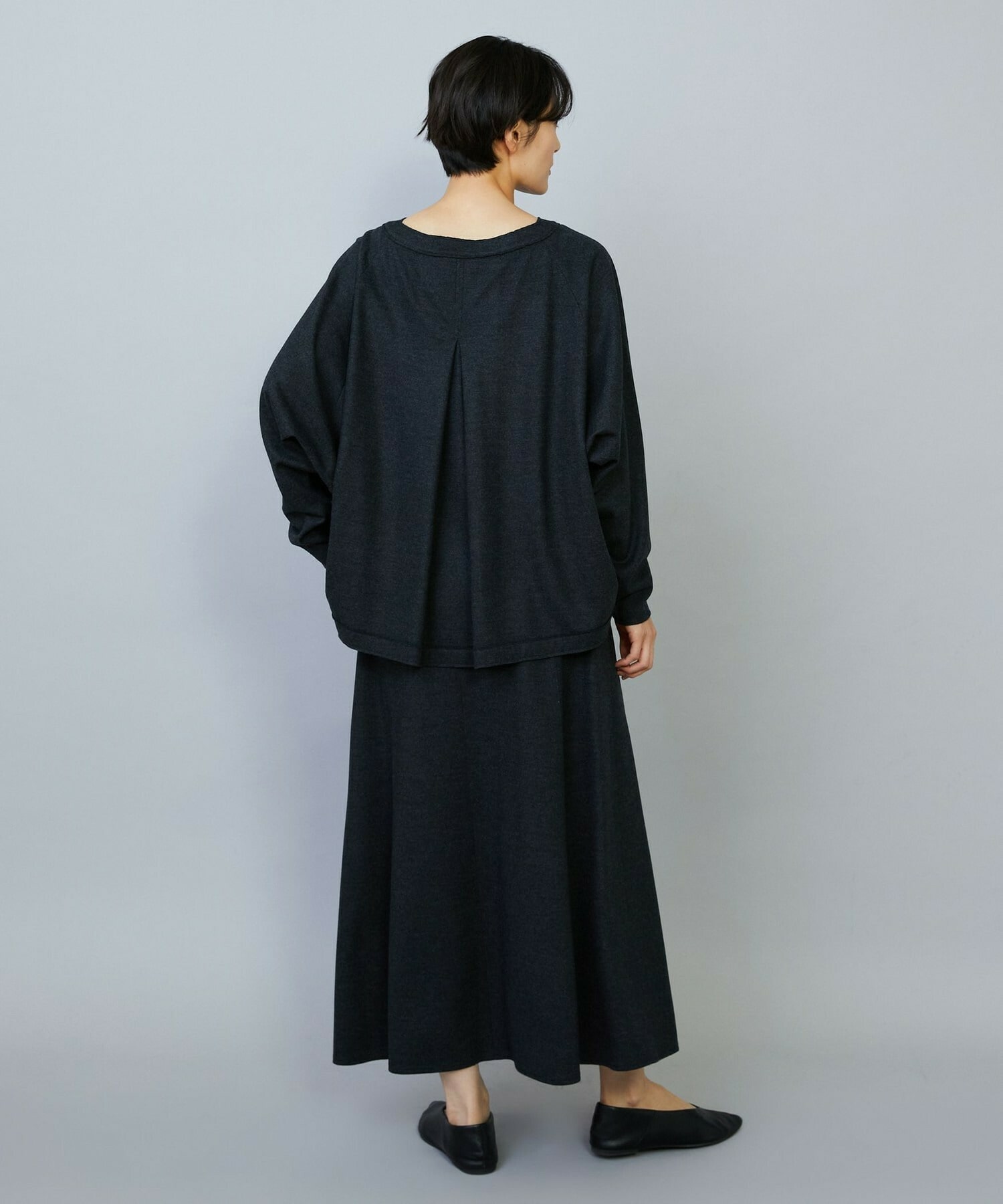 【MOGA】ミルド天竺Vネックトップス 詳細画像 チャコールグレー 15