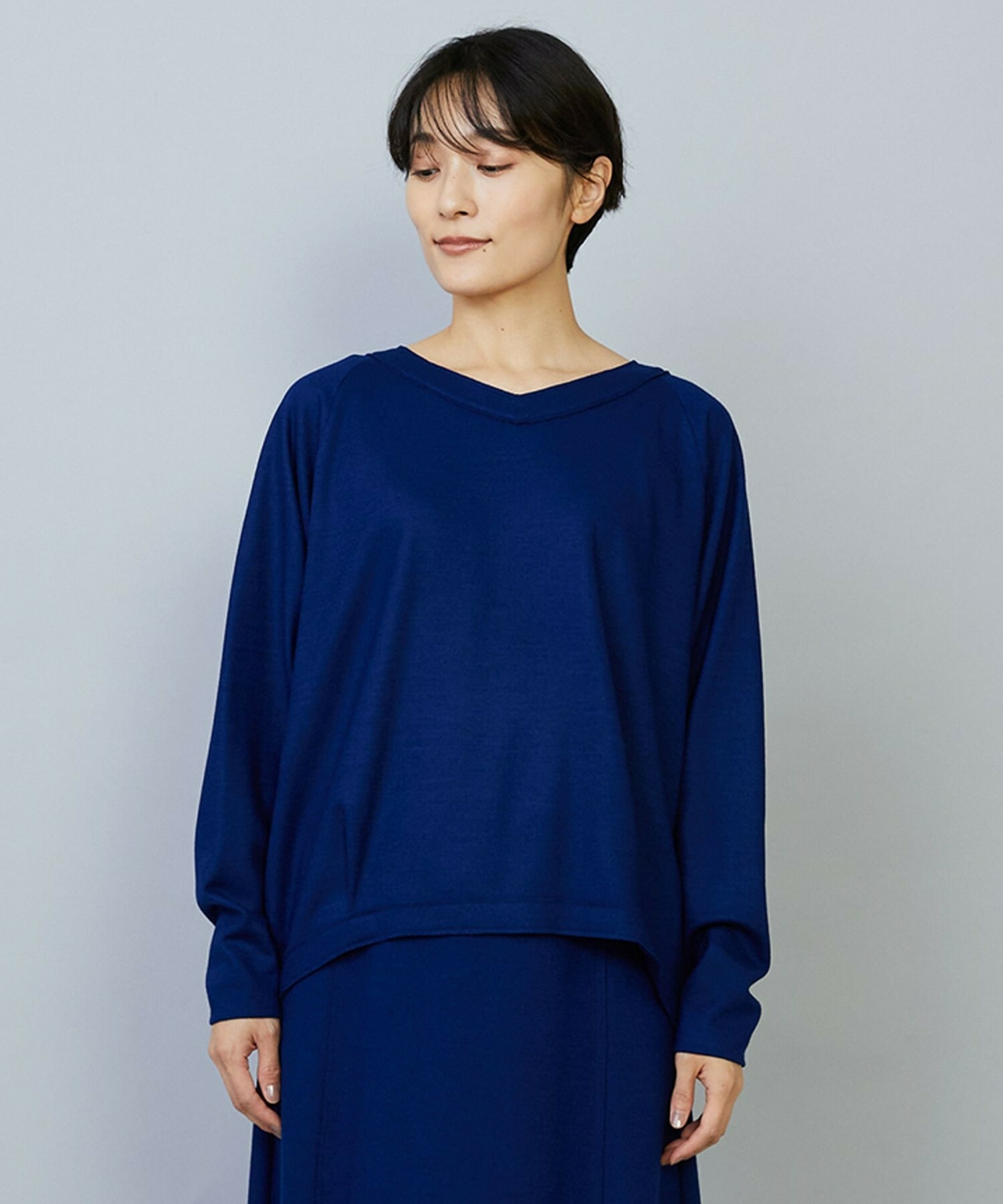 【MOGA】ミルド天竺Vネックトップス 詳細画像 チャコールグレー 19