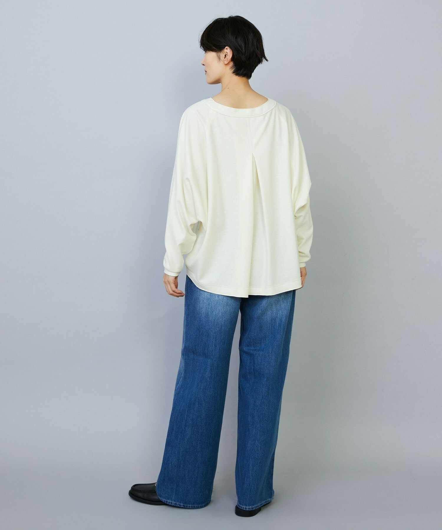 【MOGA】ミルド天竺Vネックトップス 詳細画像 チャコールグレー 5