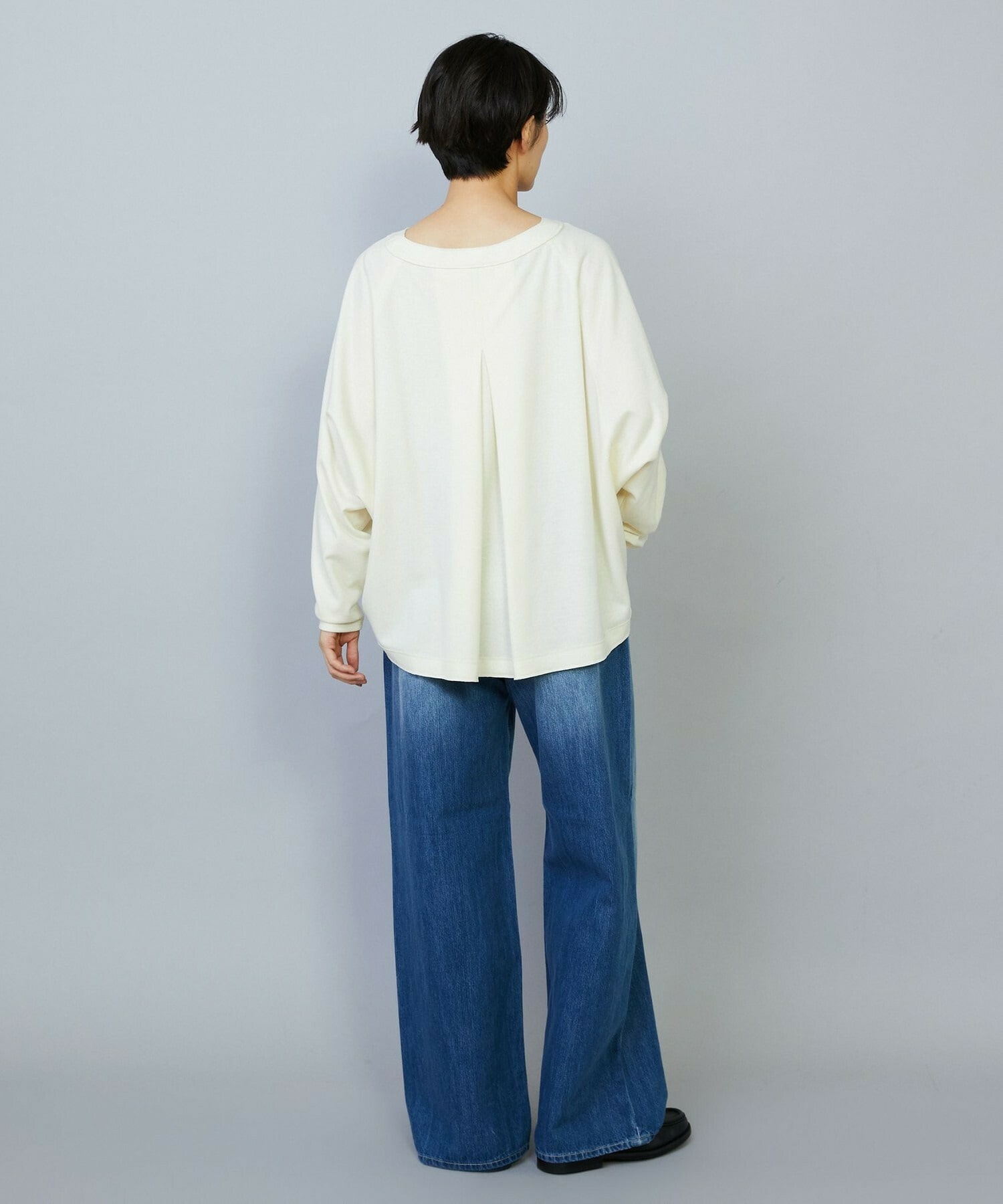 【MOGA】ミルド天竺Vネックトップス 詳細画像 チャコールグレー 6