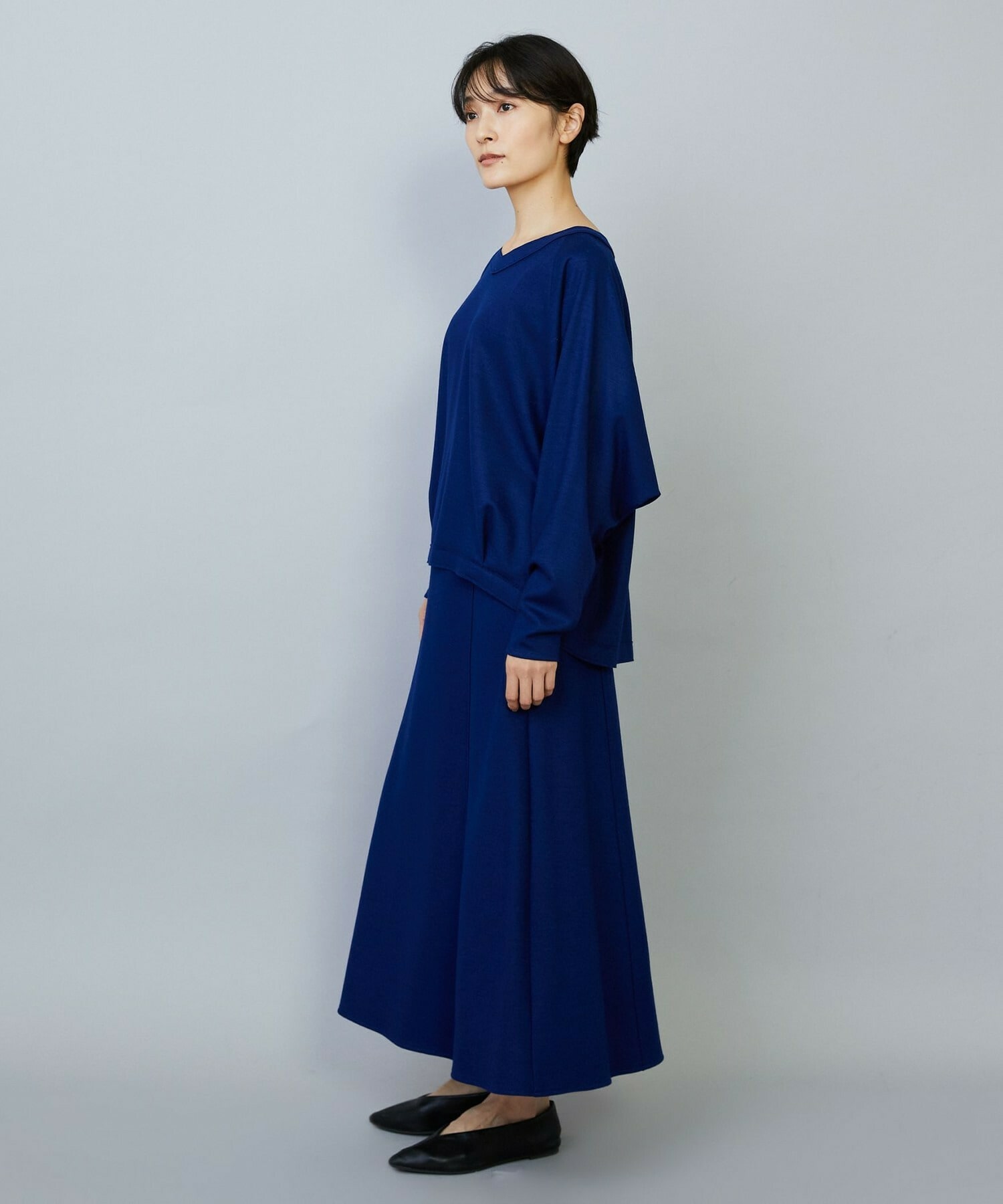 【MOGA】ミルド天竺Vネックトップス 詳細画像 チャコールグレー 8