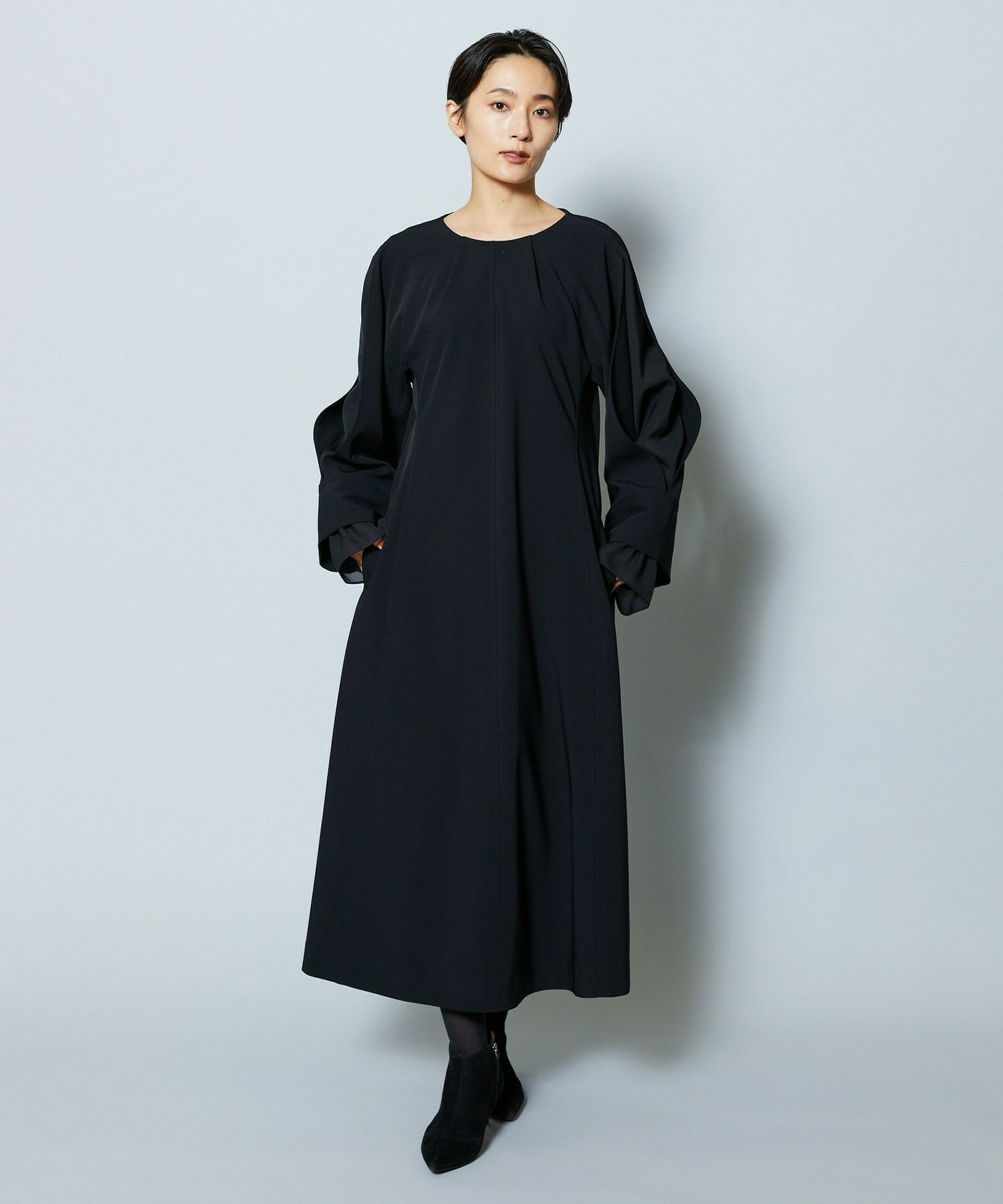 【MOGA Collection】MOGA Collection シーンレスダブルクロスワンピース 詳細画像 ブラック 1