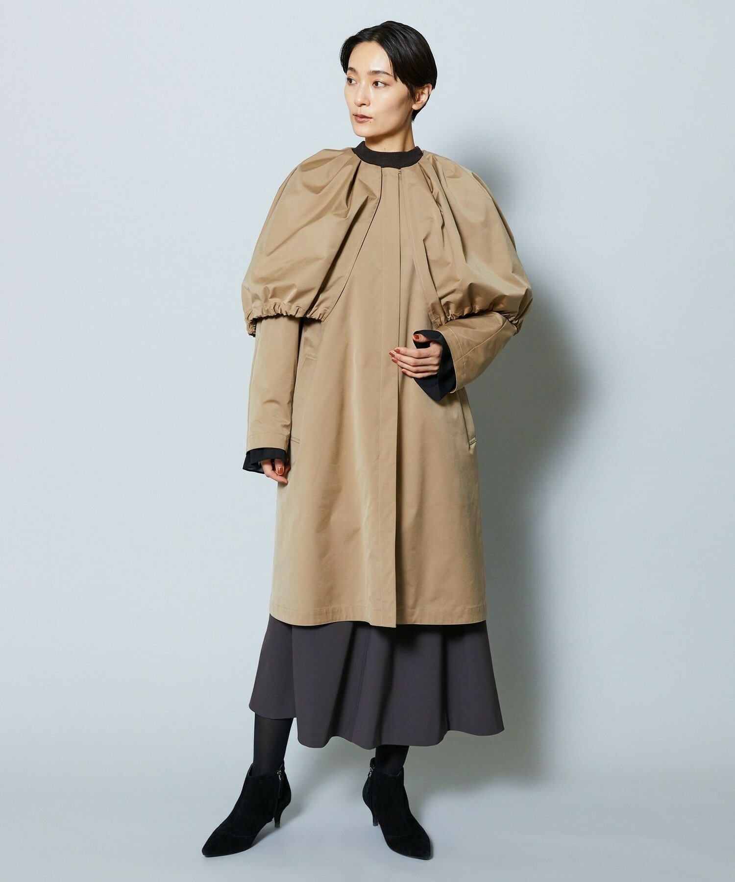 【MOGA Collection】MOGA Collection ポリエステルロングサテンコート 詳細画像 ブラック 12