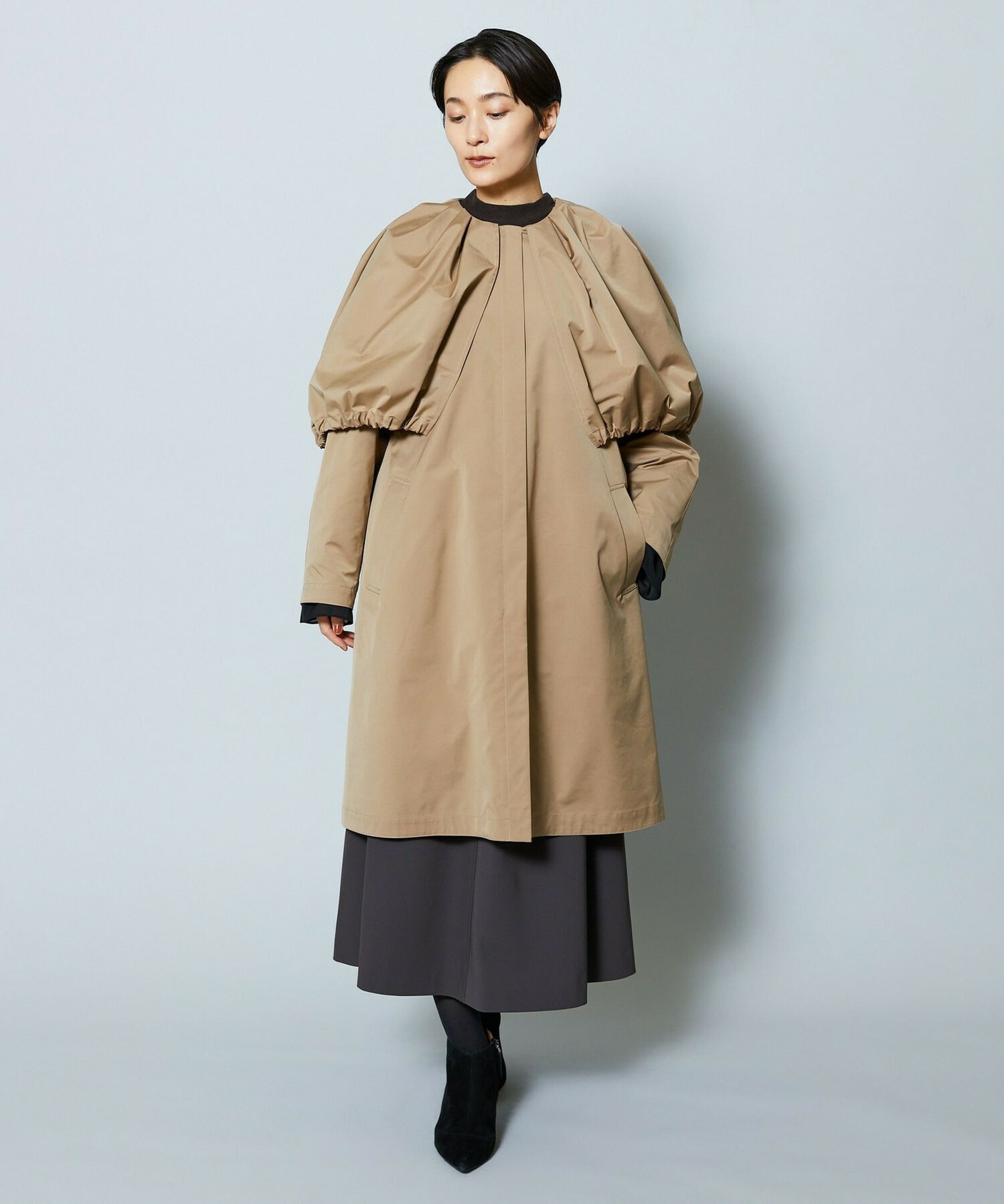 【MOGA Collection】MOGA Collection ポリエステルロングサテンコート 詳細画像 ブラック 13