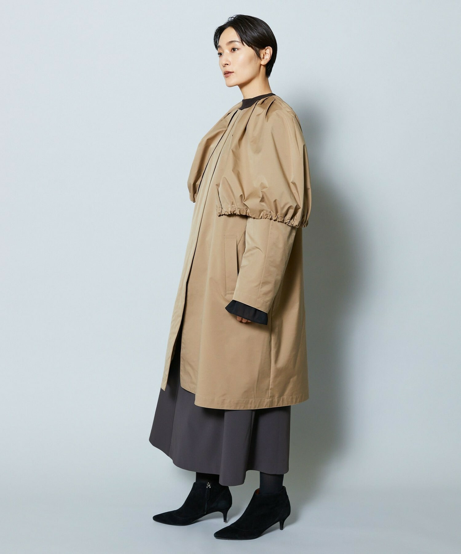 【MOGA Collection】MOGA Collection ポリエステルロングサテンコート 詳細画像 ブラック 14