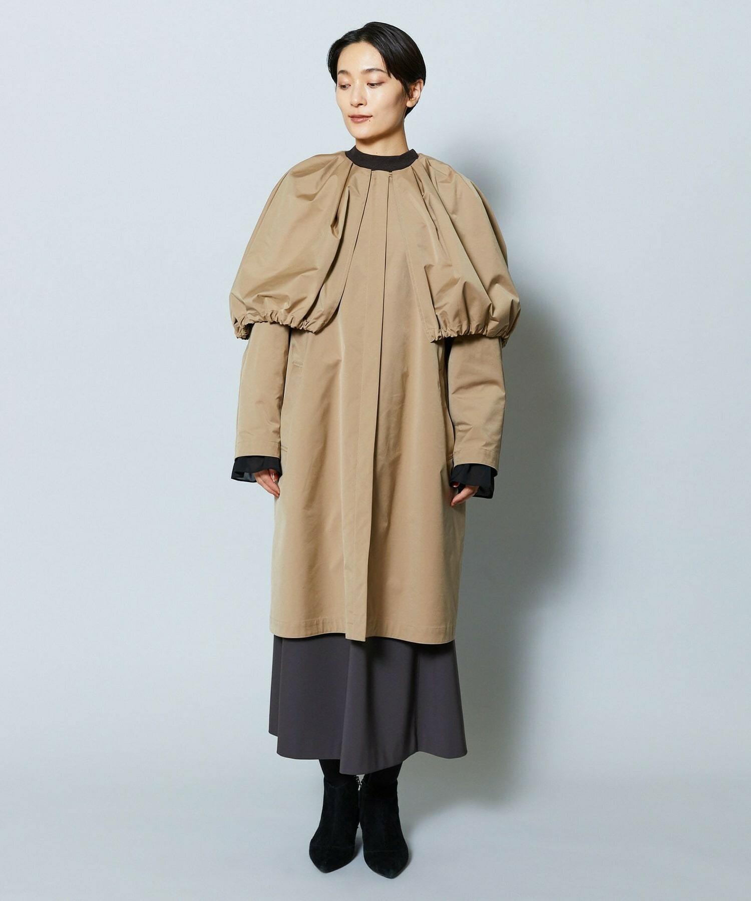 【MOGA Collection】MOGA Collection ポリエステルロングサテンコート 詳細画像 ブラック 17