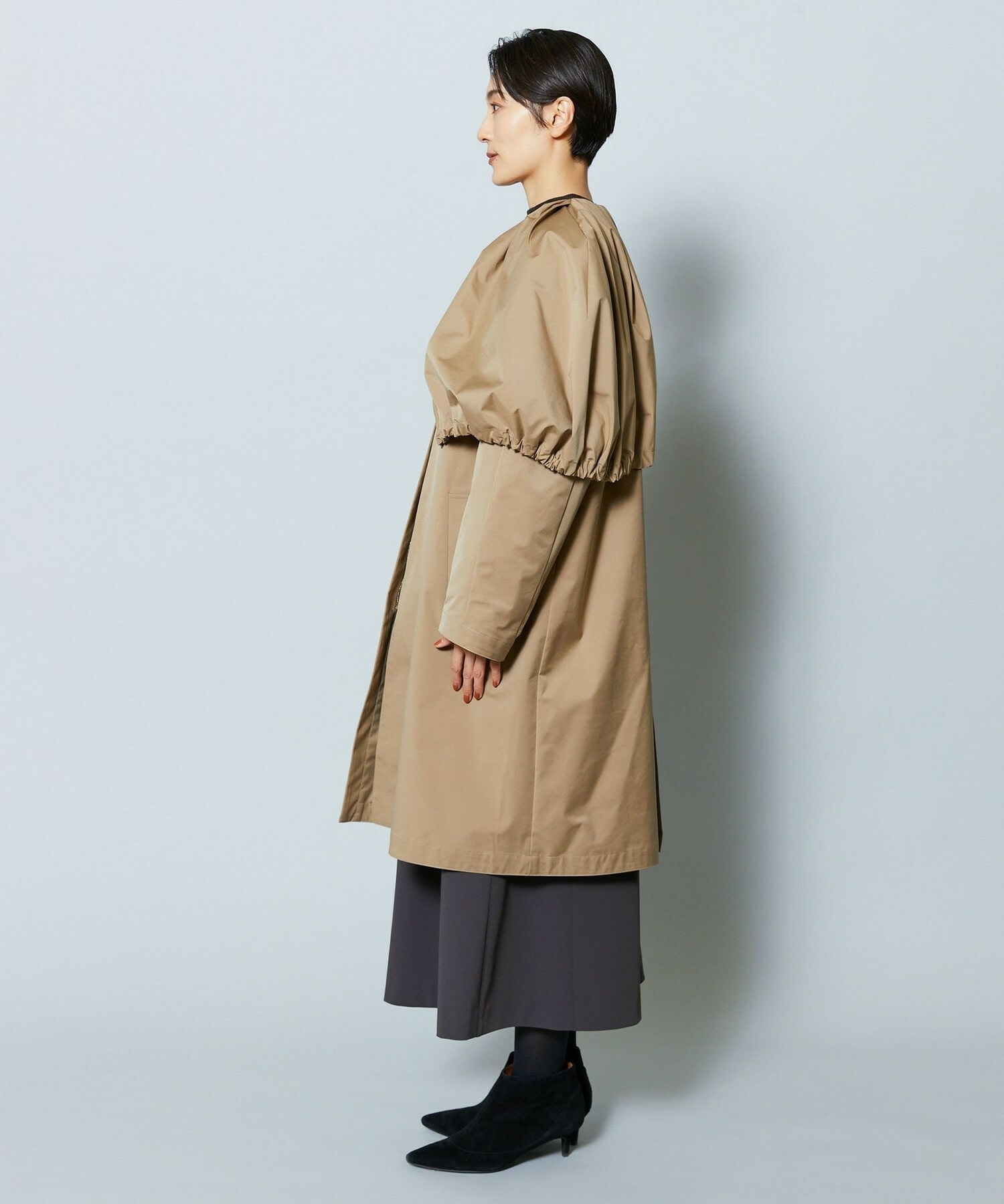 【MOGA Collection】MOGA Collection ポリエステルロングサテンコート 詳細画像 ブラック 18