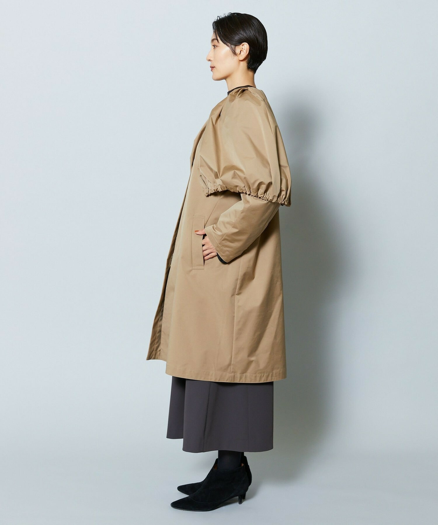 【MOGA Collection】MOGA Collection ポリエステルロングサテンコート 詳細画像 ブラック 19