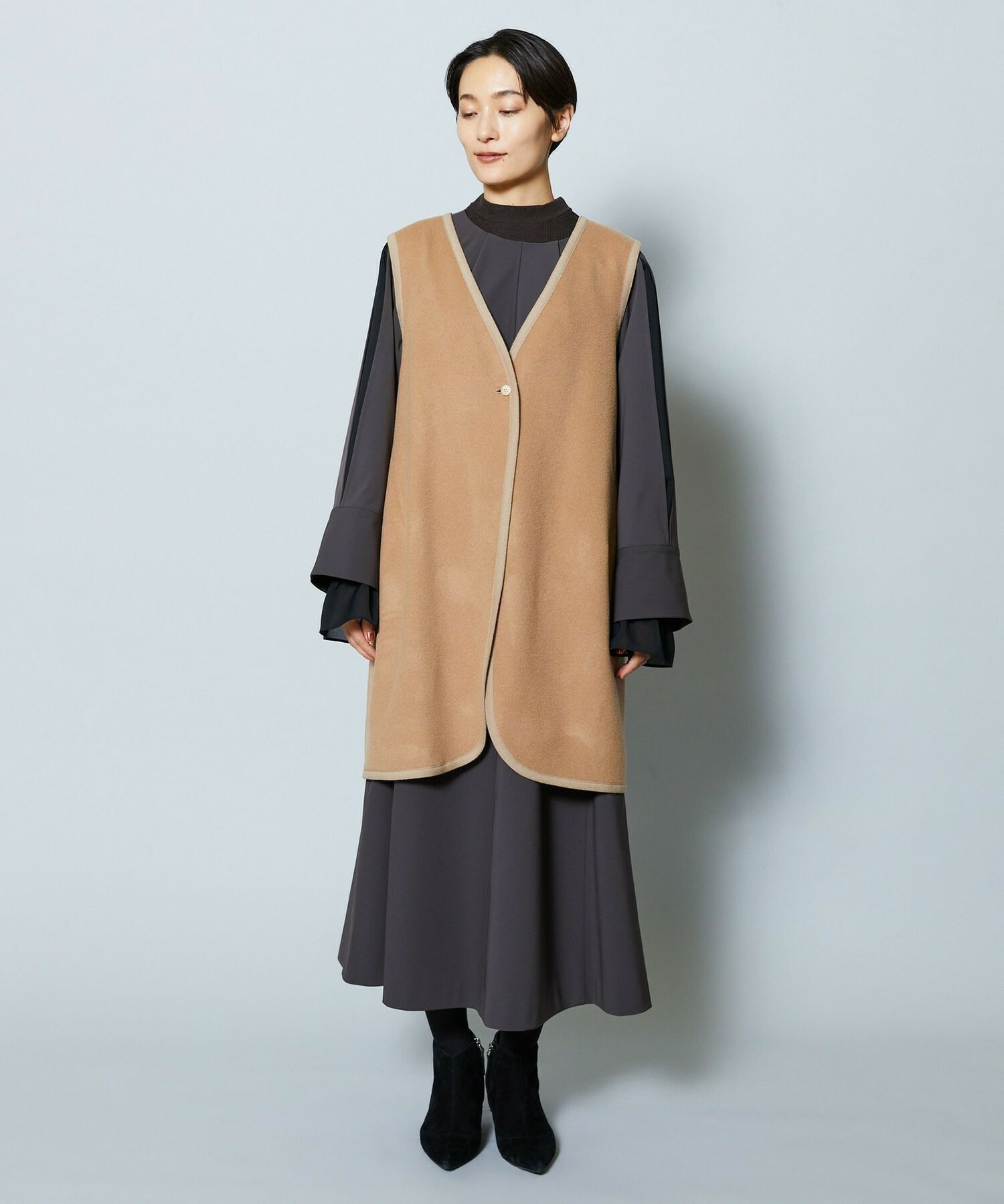 【MOGA Collection】MOGA Collection ポリエステルロングサテンコート 詳細画像 ブラック 22