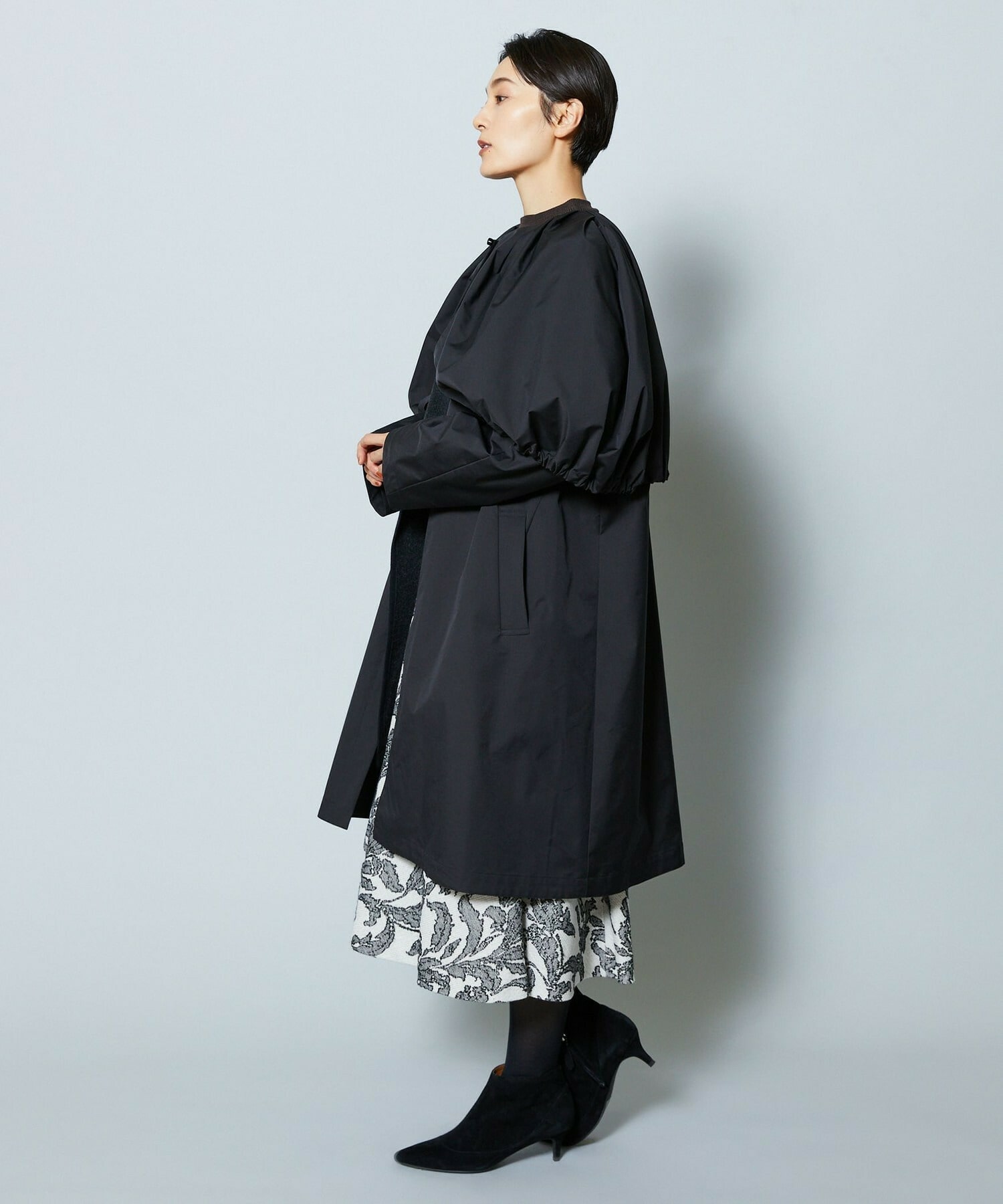 【MOGA Collection】MOGA Collection ポリエステルロングサテンコート 詳細画像 ブラック 8