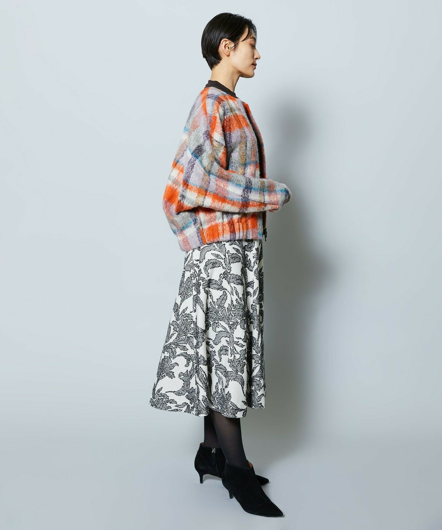 【MOGA Collection】MOGA Collection リーフツイードフレアスカート 詳細画像 ホワイト×ブラック 10