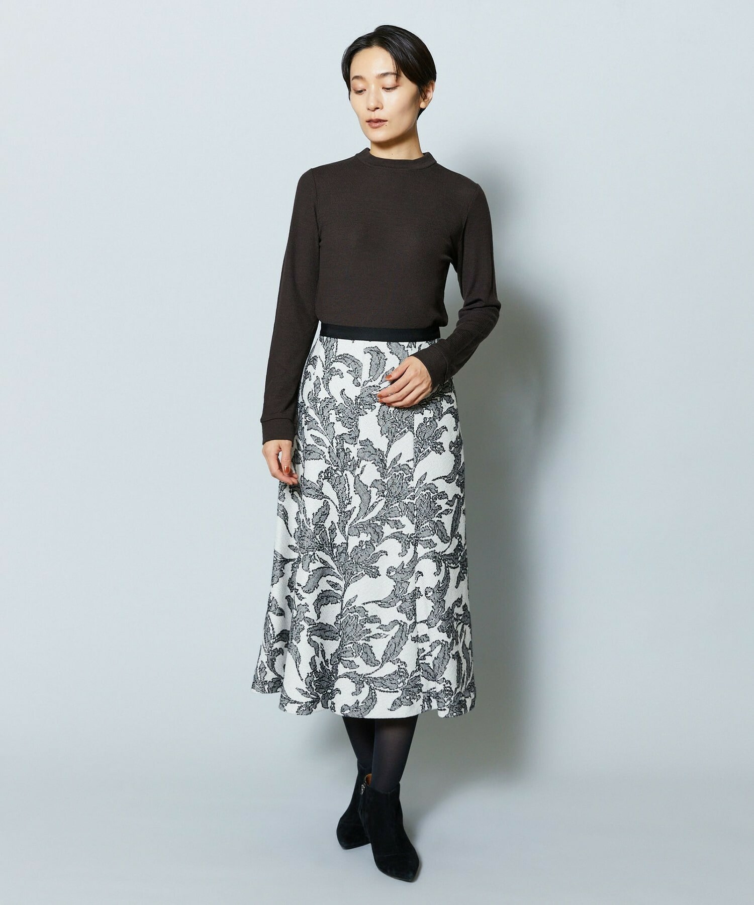 【MOGA Collection】MOGA Collection リーフツイードフレアスカート 詳細画像 ホワイト×ブラック 12