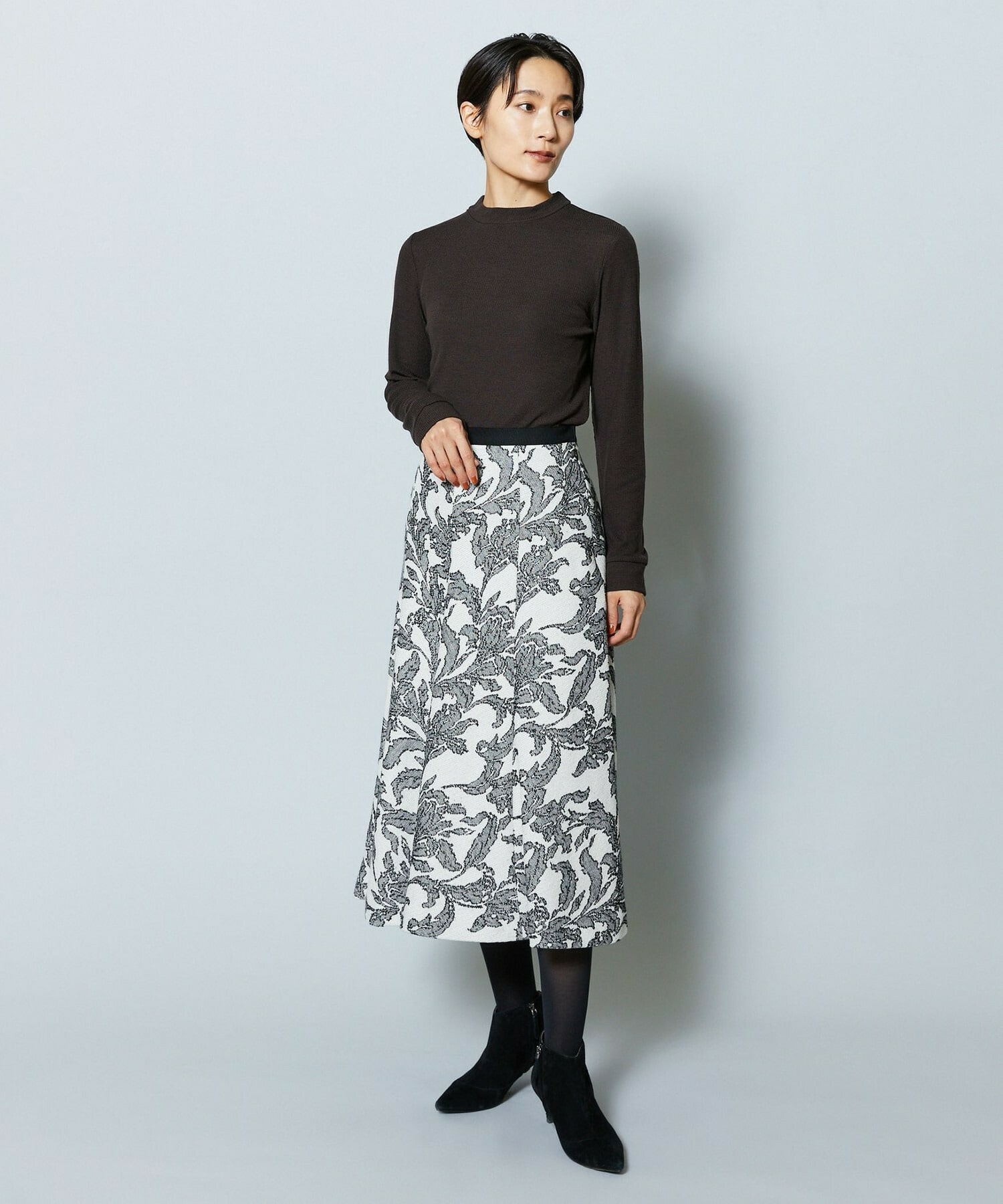 【MOGA Collection】MOGA Collection リーフツイードフレアスカート 詳細画像 ホワイト×ブラック 13