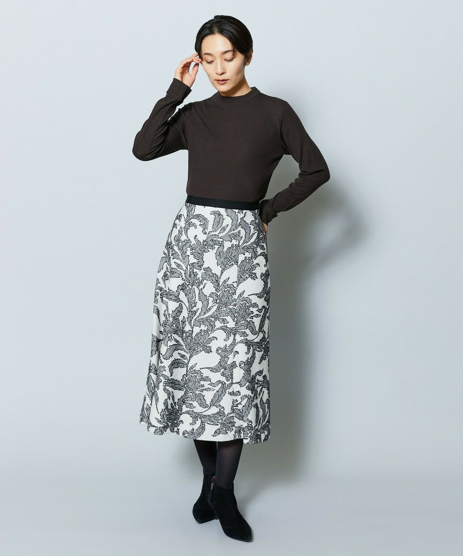 【MOGA Collection】MOGA Collection リーフツイードフレアスカート 詳細画像 ホワイト×ブラック 15