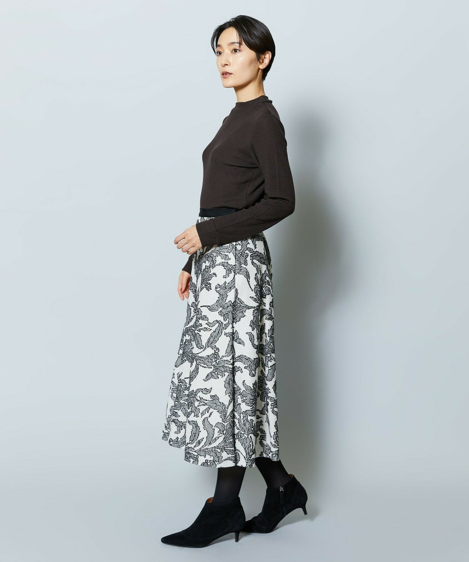 【MOGA Collection】MOGA Collection リーフツイードフレアスカート 詳細画像 ホワイト×ブラック 17