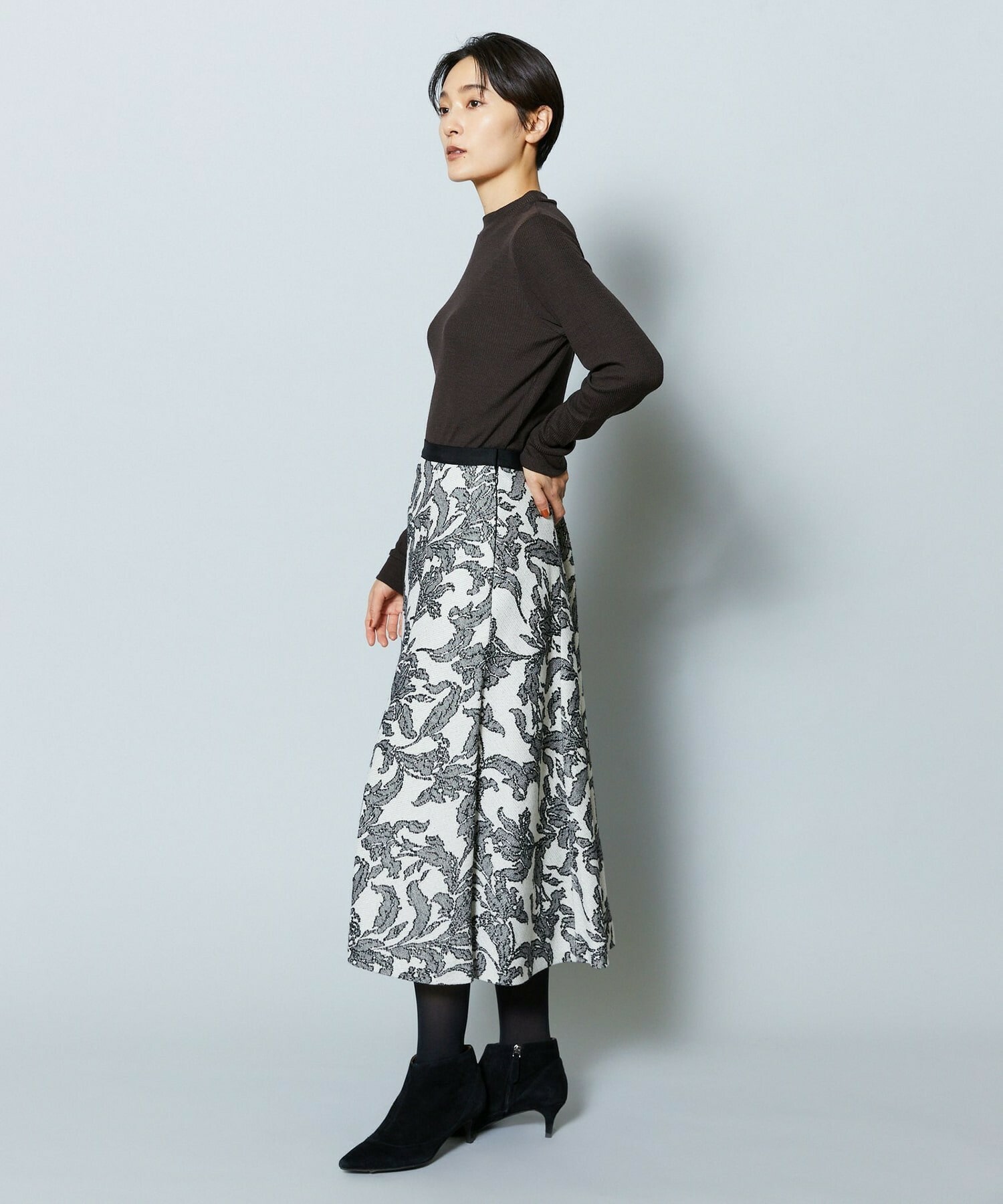 【MOGA Collection】MOGA Collection リーフツイードフレアスカート 詳細画像 ホワイト×ブラック 18