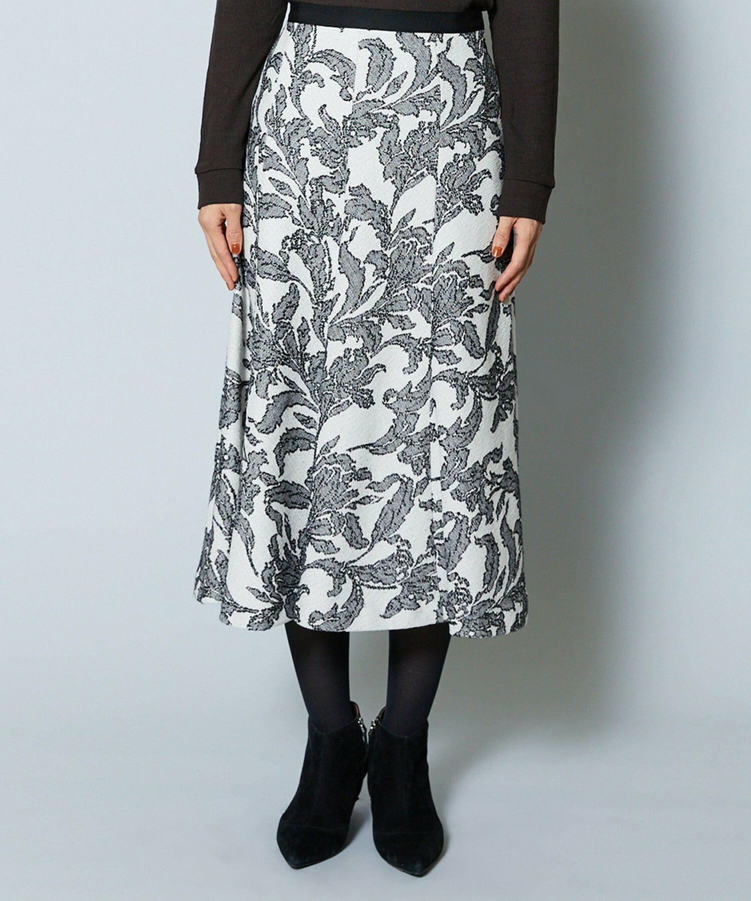 【MOGA Collection】MOGA Collection リーフツイードフレアスカート 詳細画像 ホワイト×ブラック 19