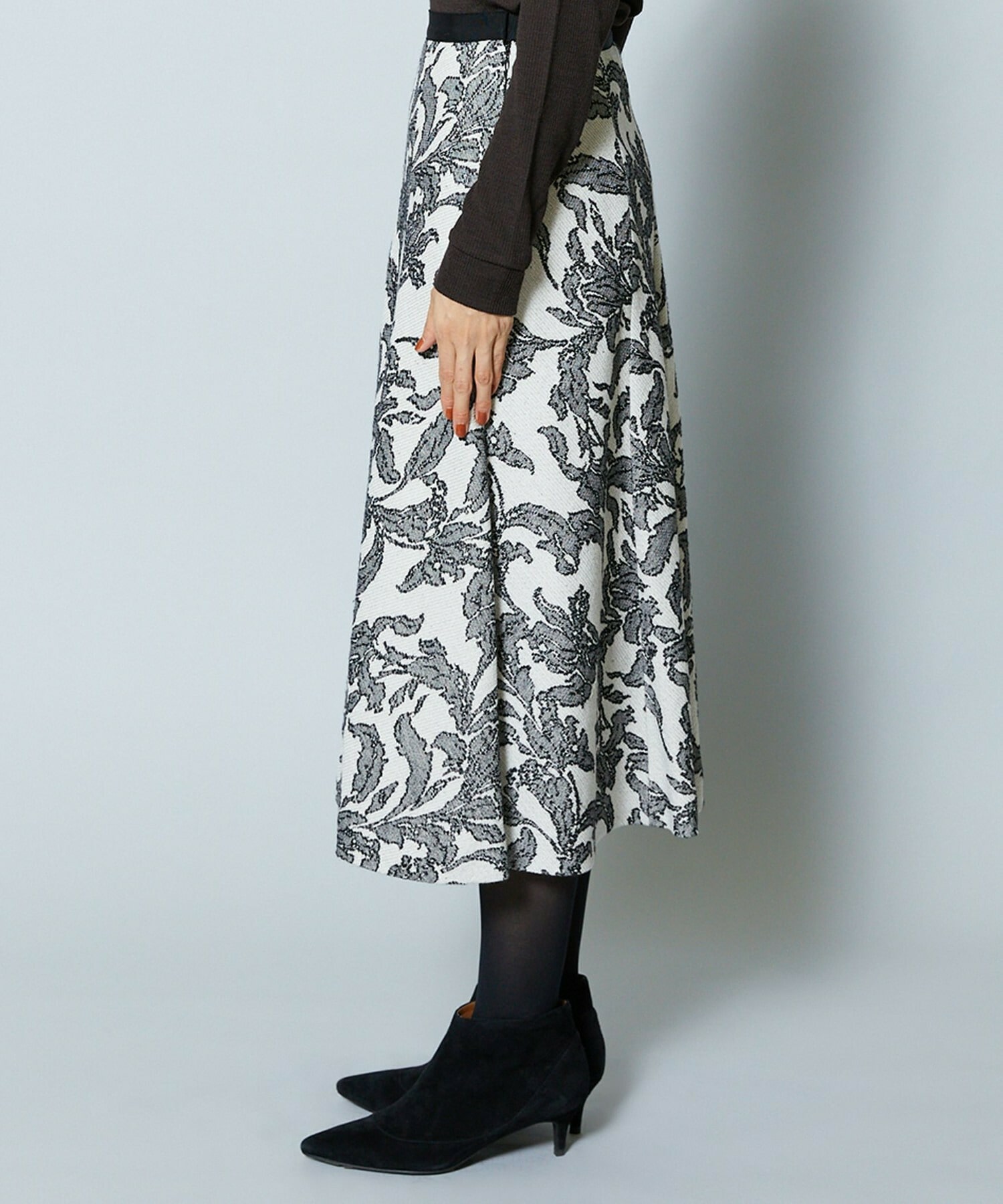 【MOGA Collection】MOGA Collection リーフツイードフレアスカート 詳細画像 ホワイト×ブラック 20