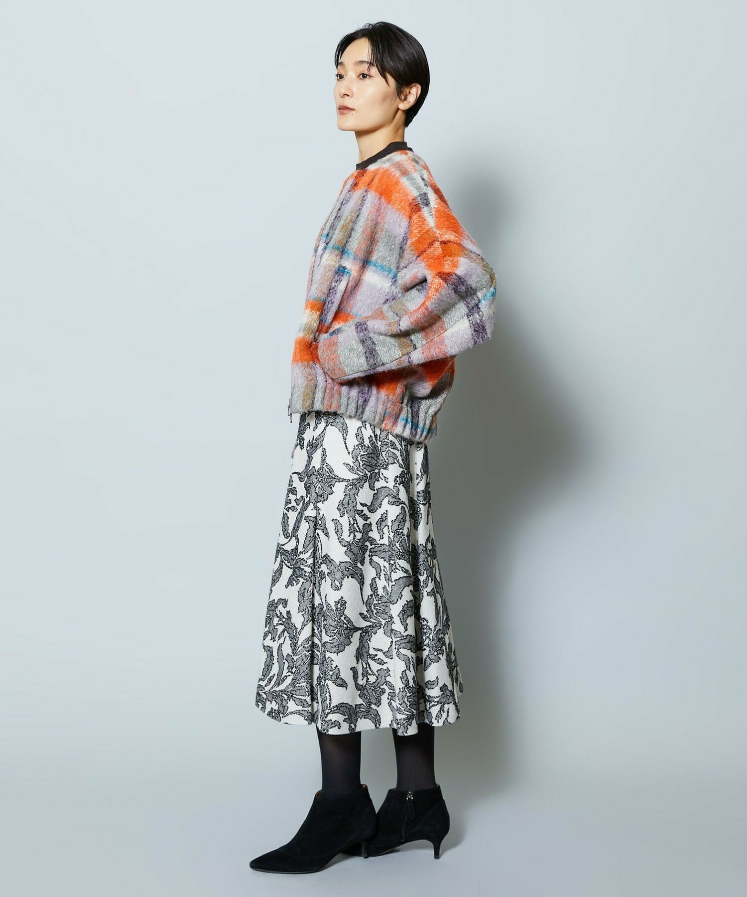 【MOGA Collection】MOGA Collection リーフツイードフレアスカート 詳細画像 ホワイト×ブラック 6