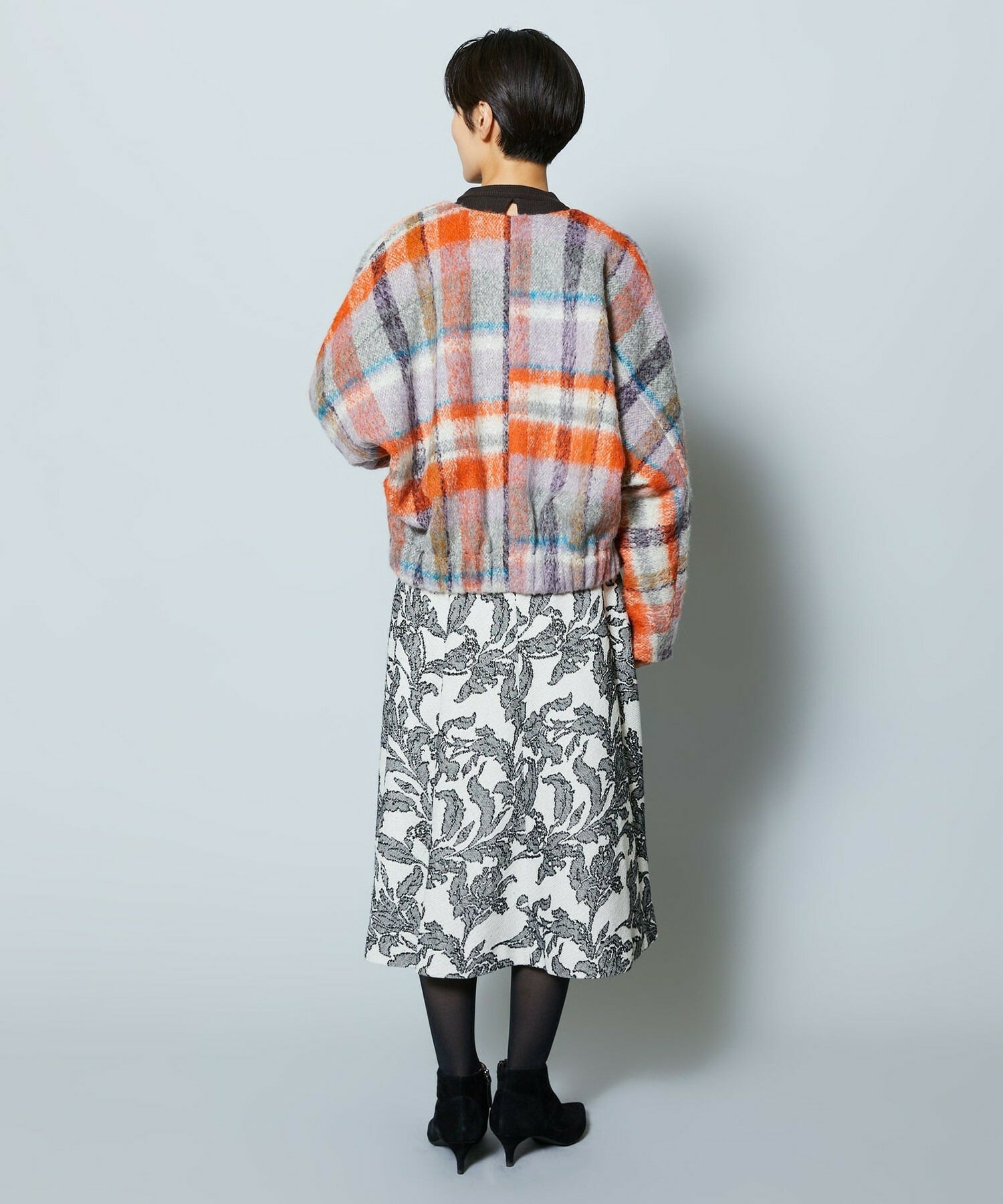 【MOGA Collection】MOGA Collection リーフツイードフレアスカート 詳細画像 ホワイト×ブラック 8