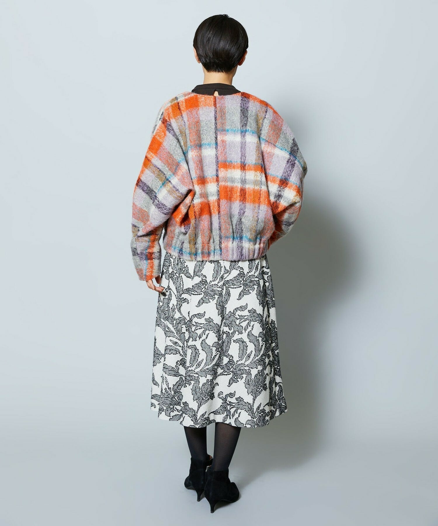 【MOGA Collection】MOGA Collection リーフツイードフレアスカート 詳細画像 ホワイト×ブラック 9