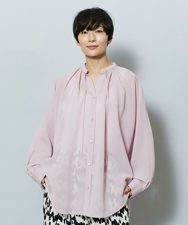 【MOGA】フラットシアーボイルラグランスリーブブラウス