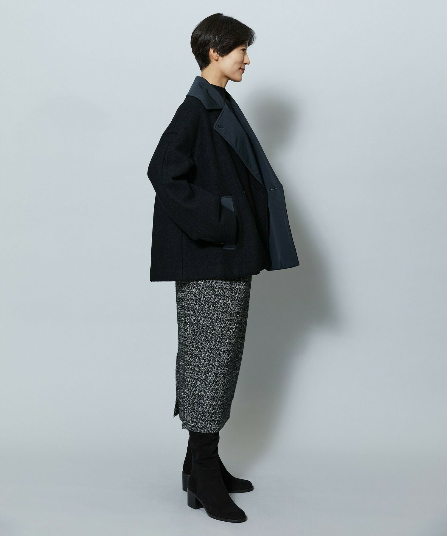 【MOGA】ウーリング圧縮テーラードコート 詳細画像 ブラック 11