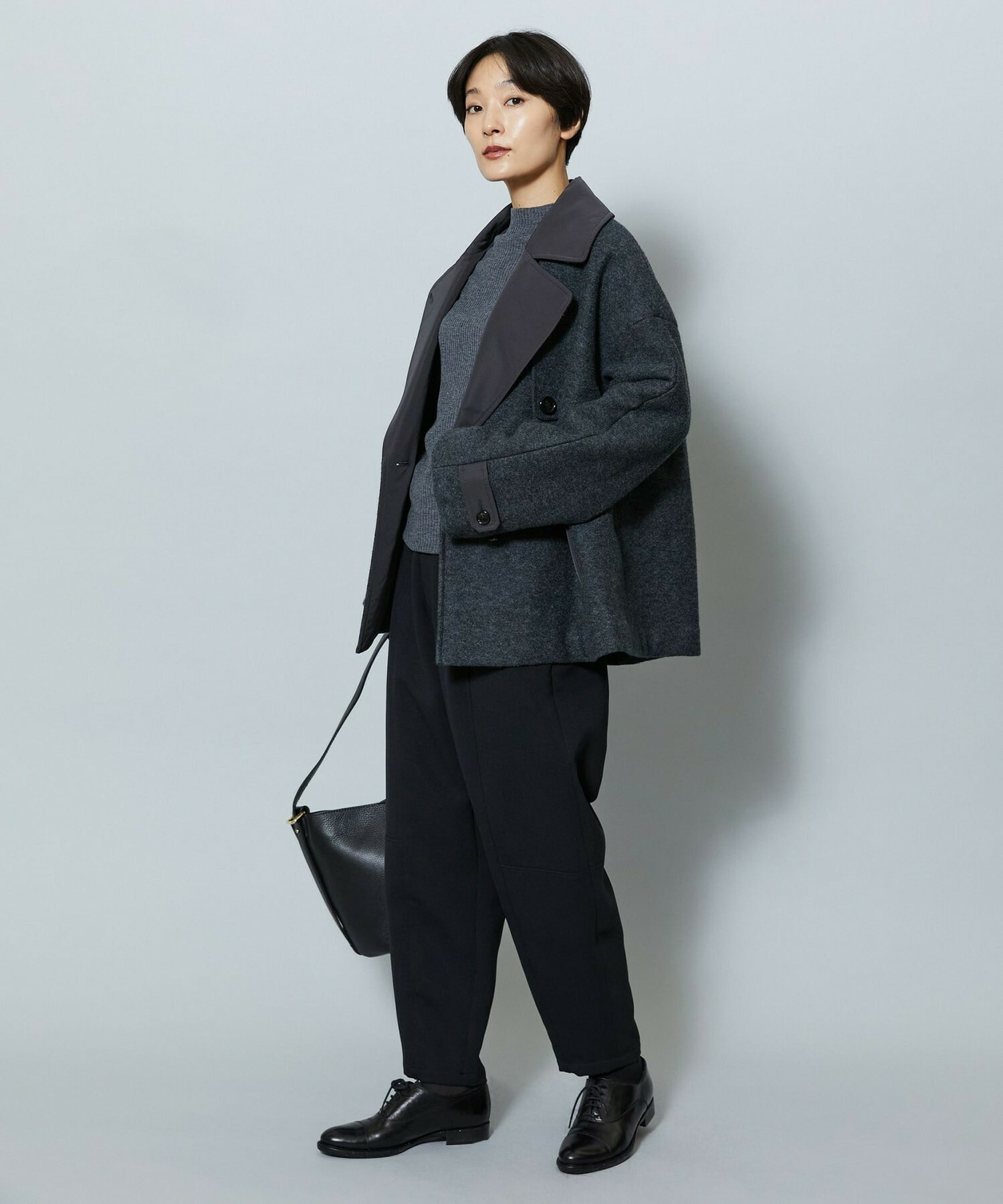 【MOGA】ウーリング圧縮テーラードコート 詳細画像 ブラック 13