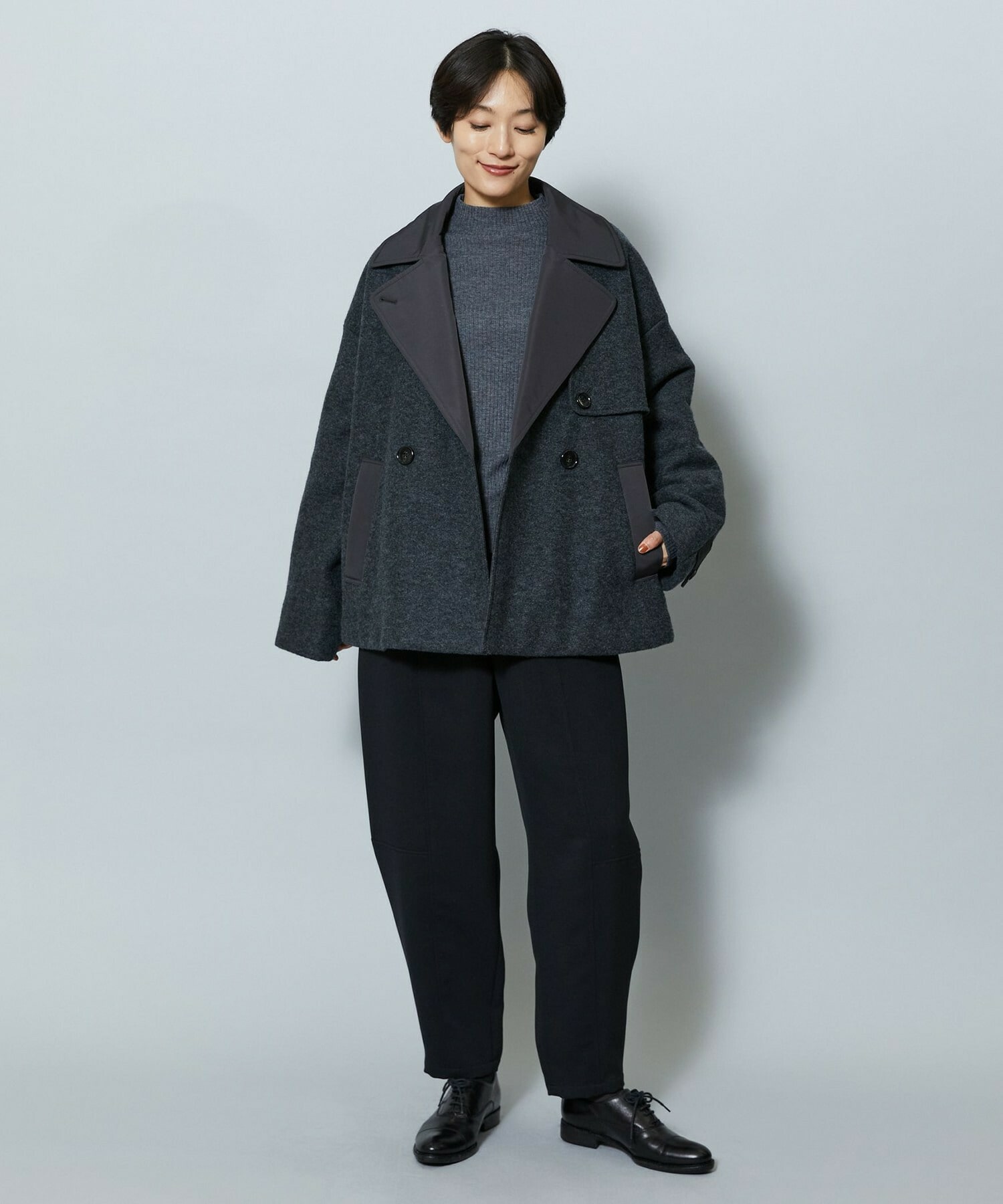 【MOGA】ウーリング圧縮テーラードコート 詳細画像 ブラック 14