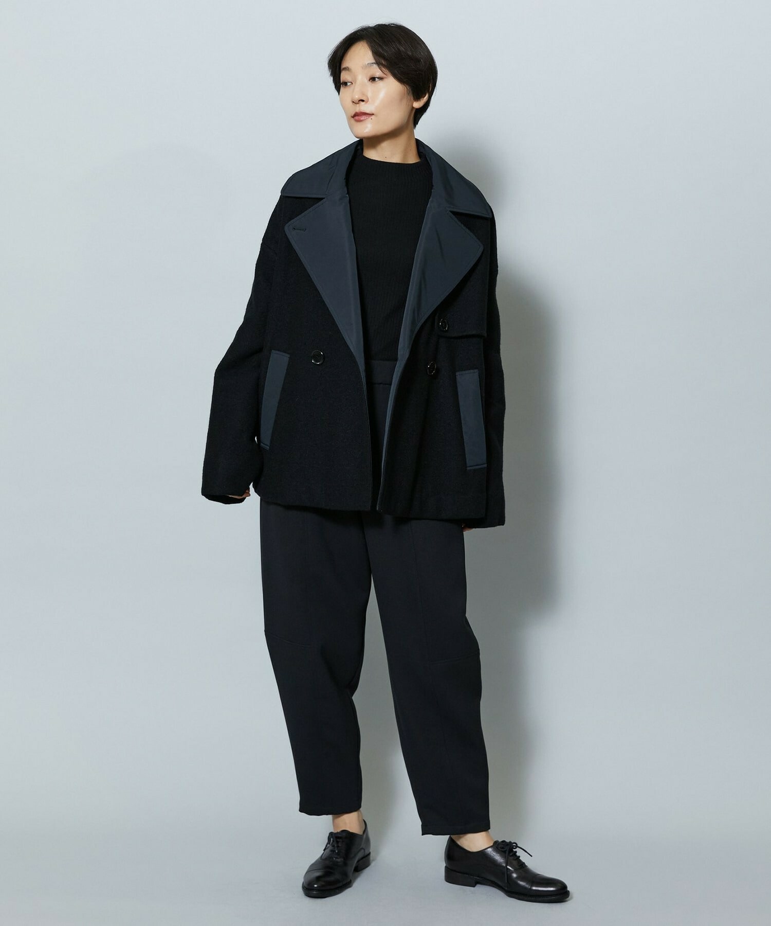 【MOGA】ウーリング圧縮テーラードコート 詳細画像 ブラック 2