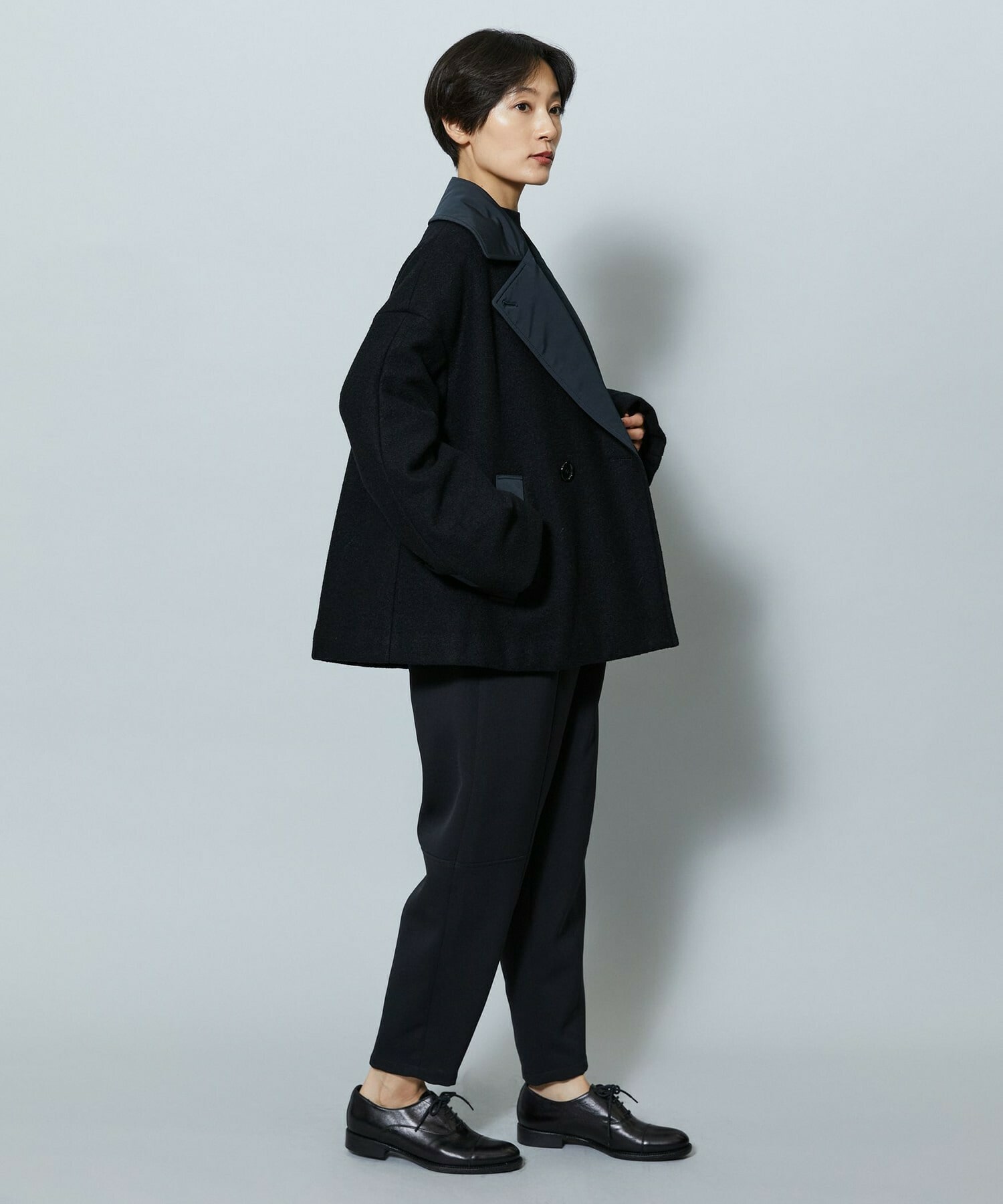 【MOGA】ウーリング圧縮テーラードコート 詳細画像 ブラック 4