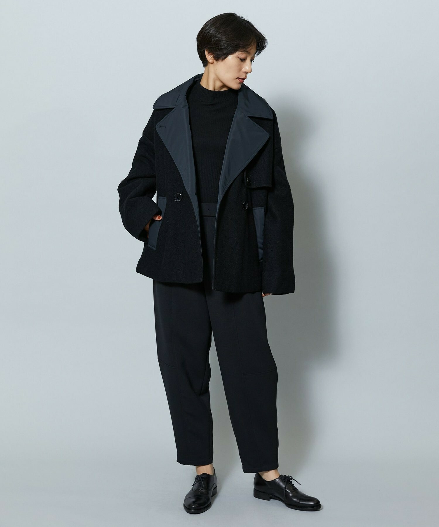【MOGA】ウーリング圧縮テーラードコート 詳細画像 ブラック 5
