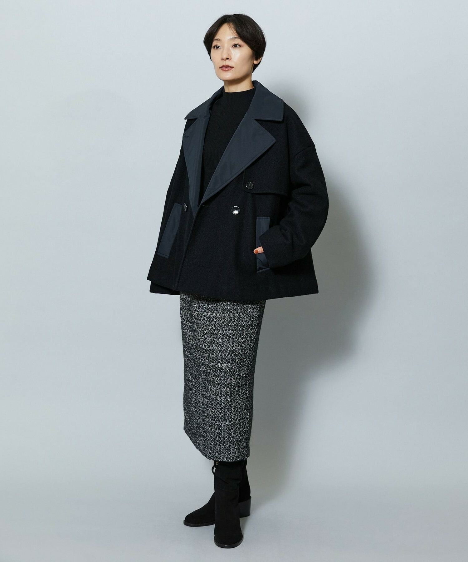 【MOGA】ウーリング圧縮テーラードコート 詳細画像 ブラック 8