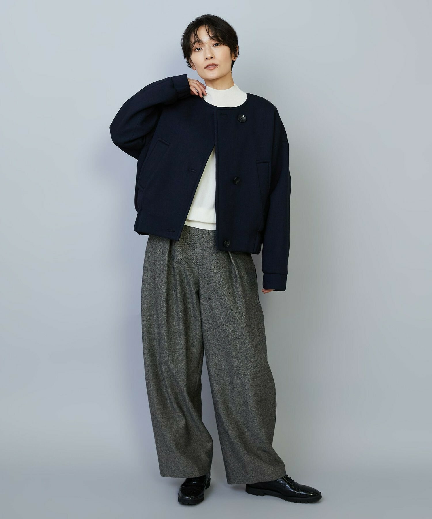 【MOGA】スポンディッシュボンディングショートコート 詳細画像 チャコールグレー 2