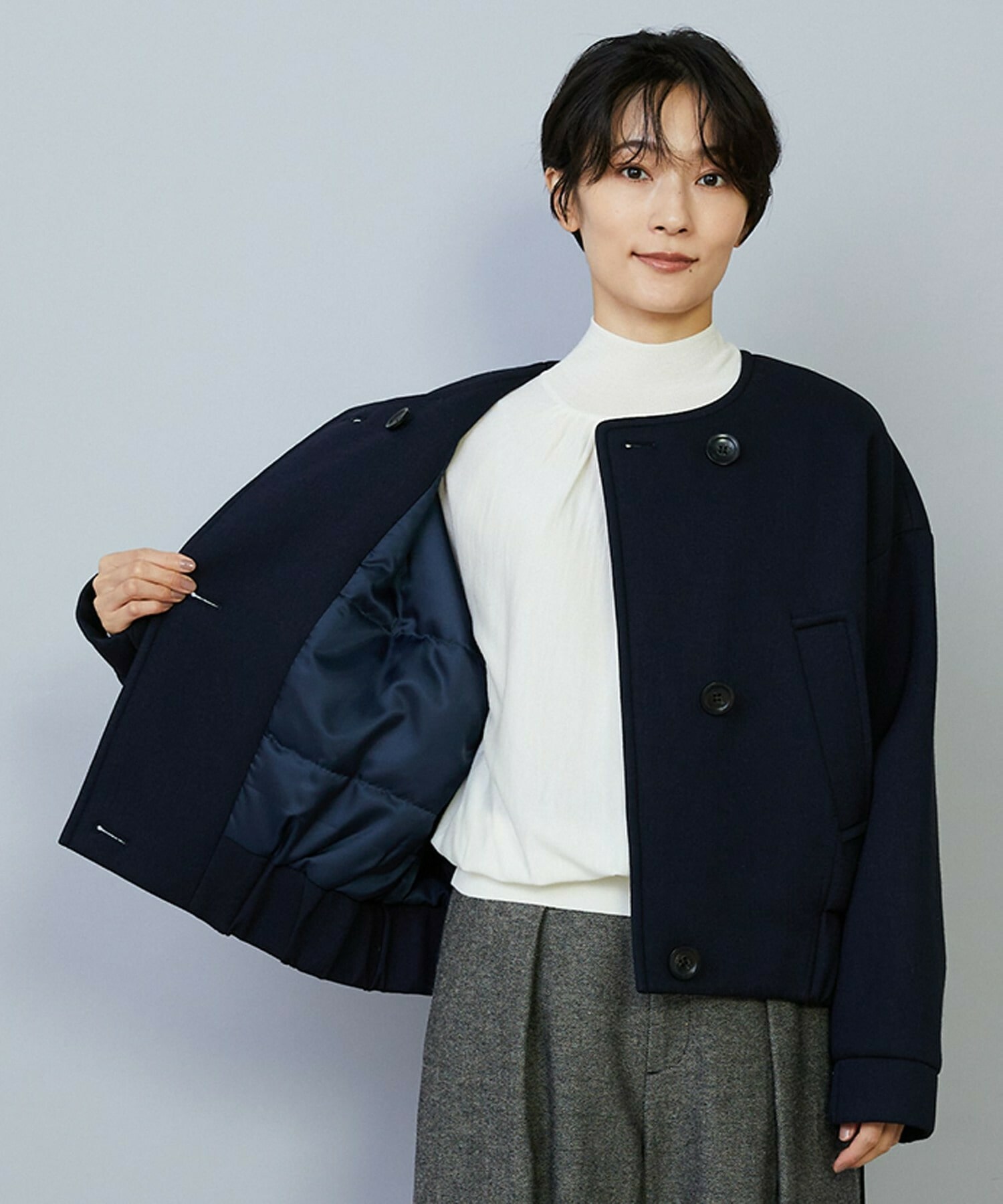 【MOGA】スポンディッシュボンディングショートコート 詳細画像 チャコールグレー 22