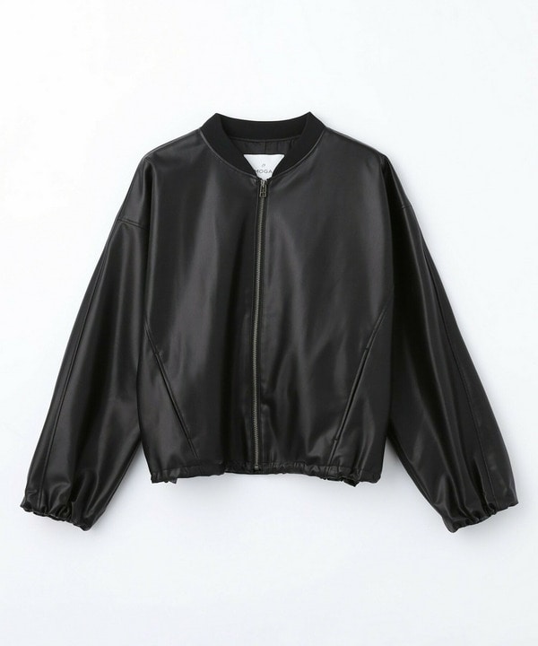 ソフトフェイクレザードルマンショートブルゾン 詳細画像 ブラック 2
