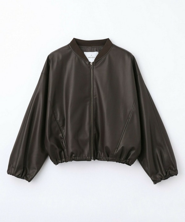 ソフトフェイクレザードルマンショートブルゾン 詳細画像 ダークブラウン 2