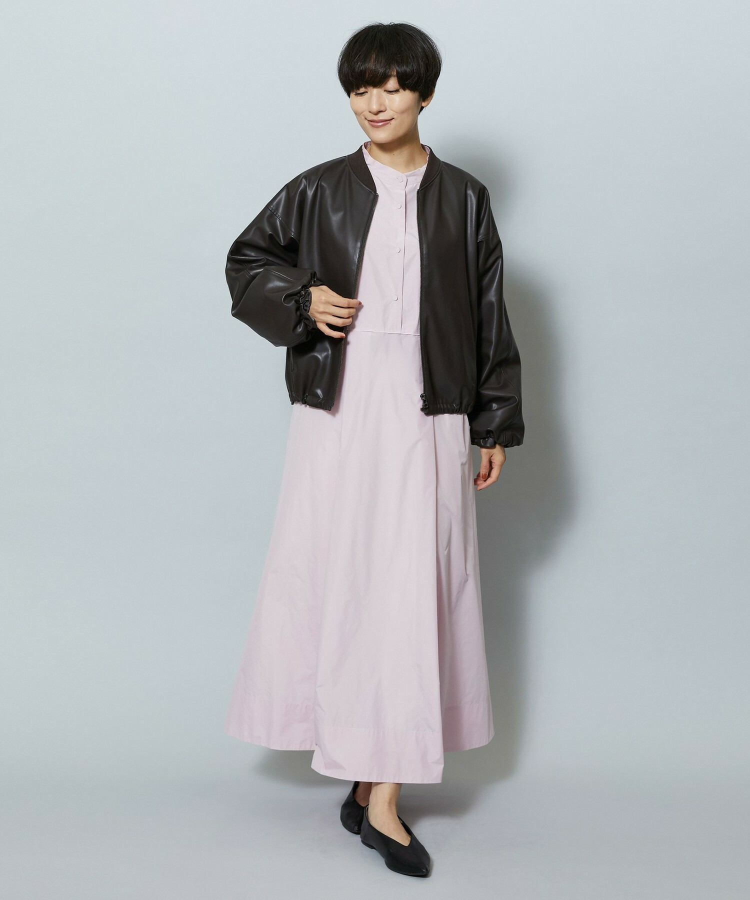 MAATEE&SONS シルクブルゾン ショート ソフトフェイクレザードルマンショートブルゾン｜BIGI online